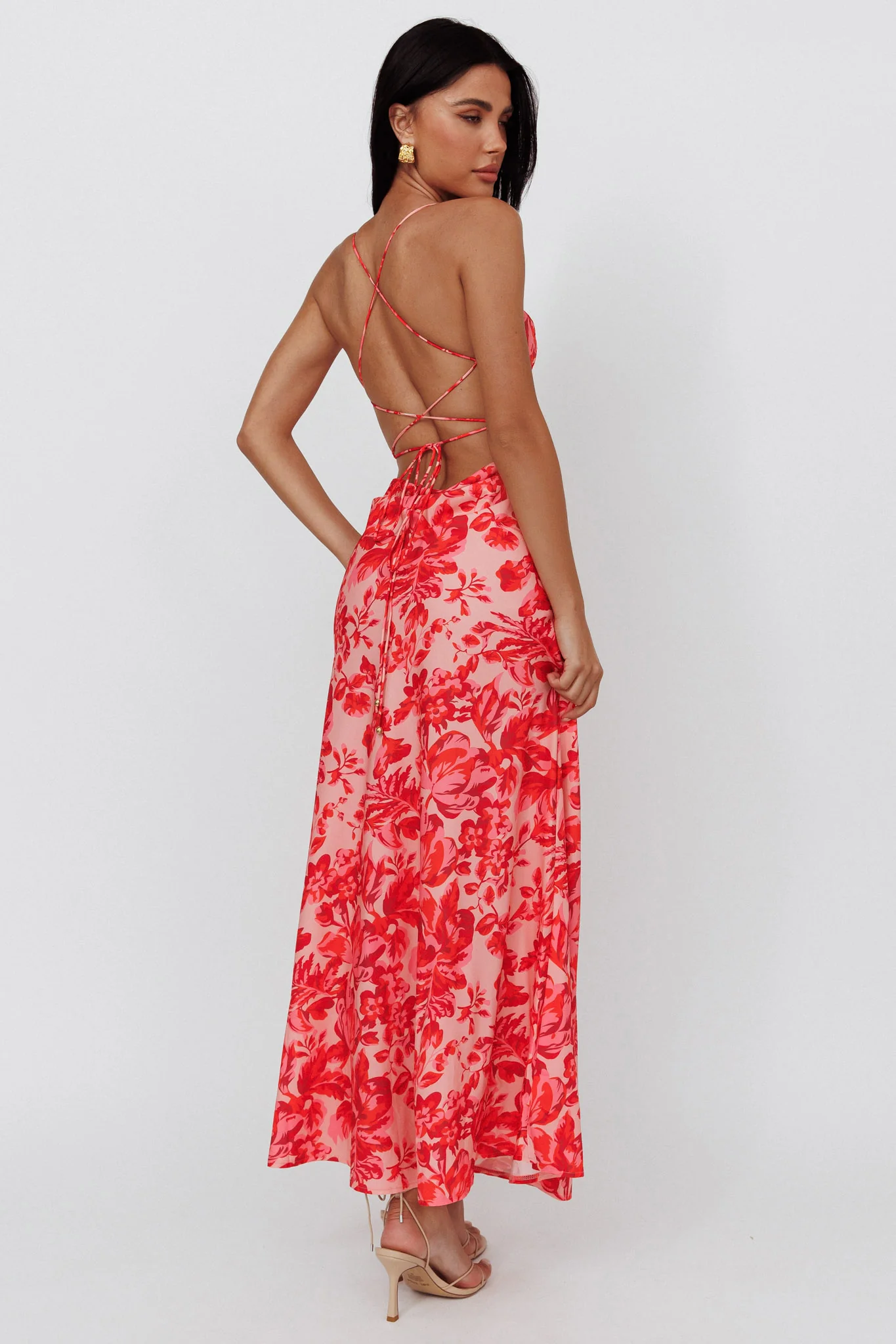 True Divine Strappy Back Maxi Dress Floral Fire - Sonourner