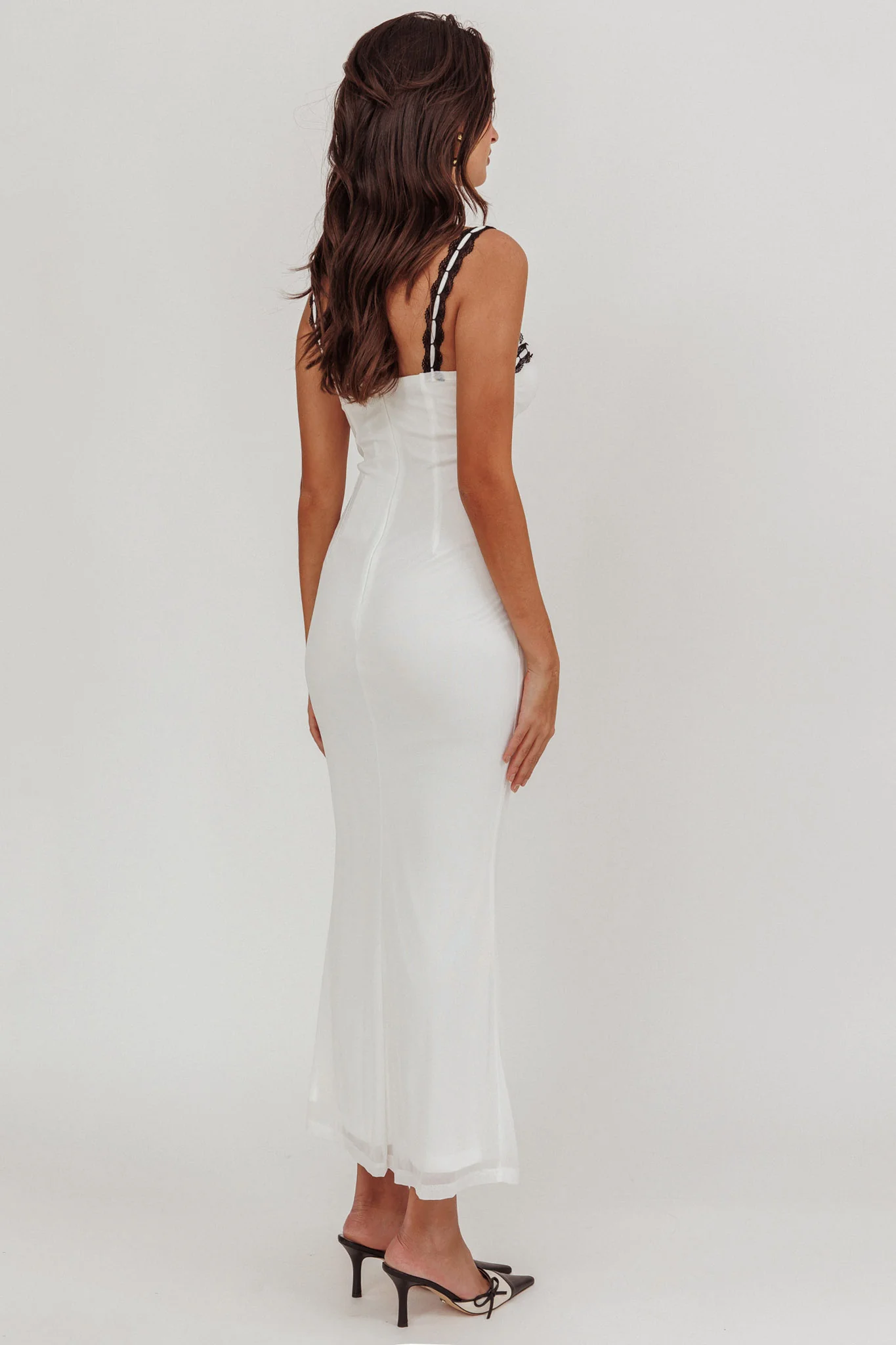 Girl Power Lace Strap Maxi Dress White - Sonourner