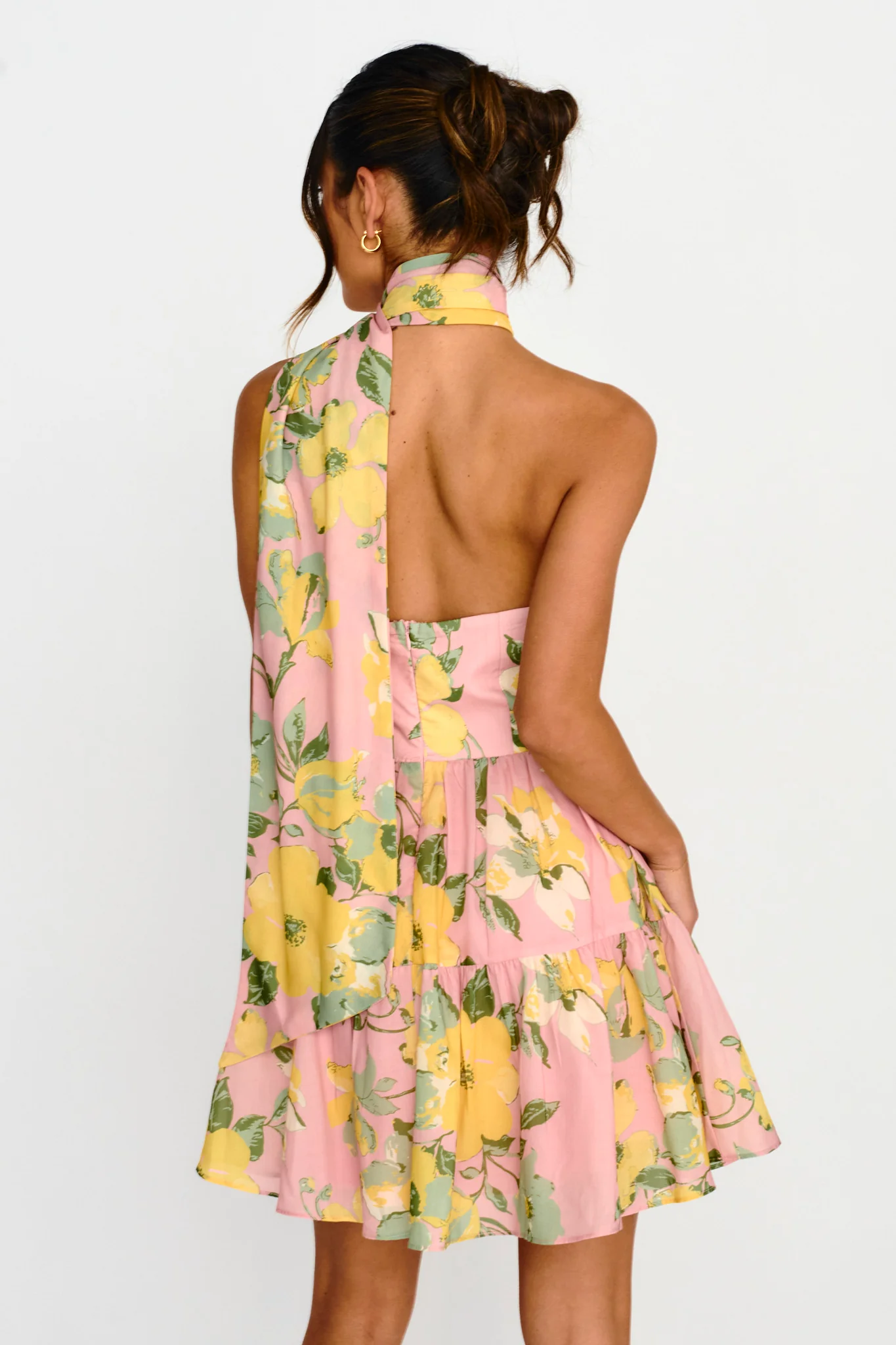 Gimme Love Open Back Flounce Mini Dress Pink - Sonourner