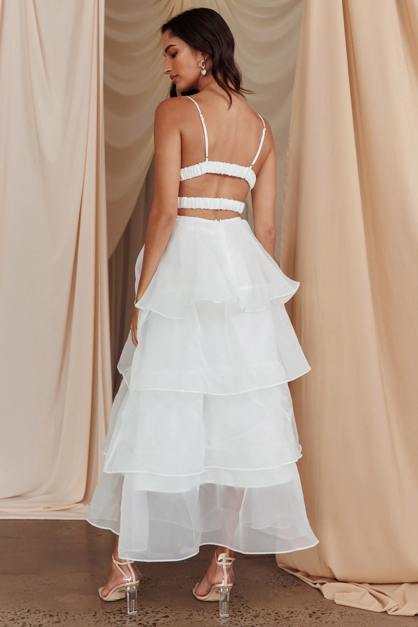 Made For You Tiered Ruffle Midi Dress White - Sonourner