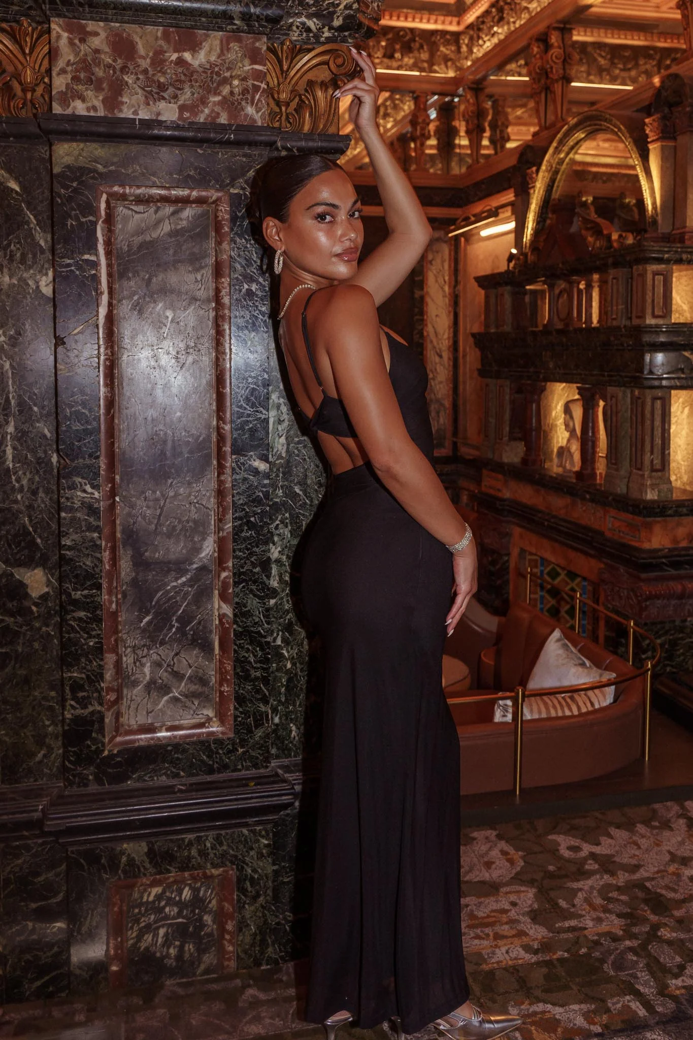 Romany Cut-Out Waist Maxi Dress Black - Sonourner