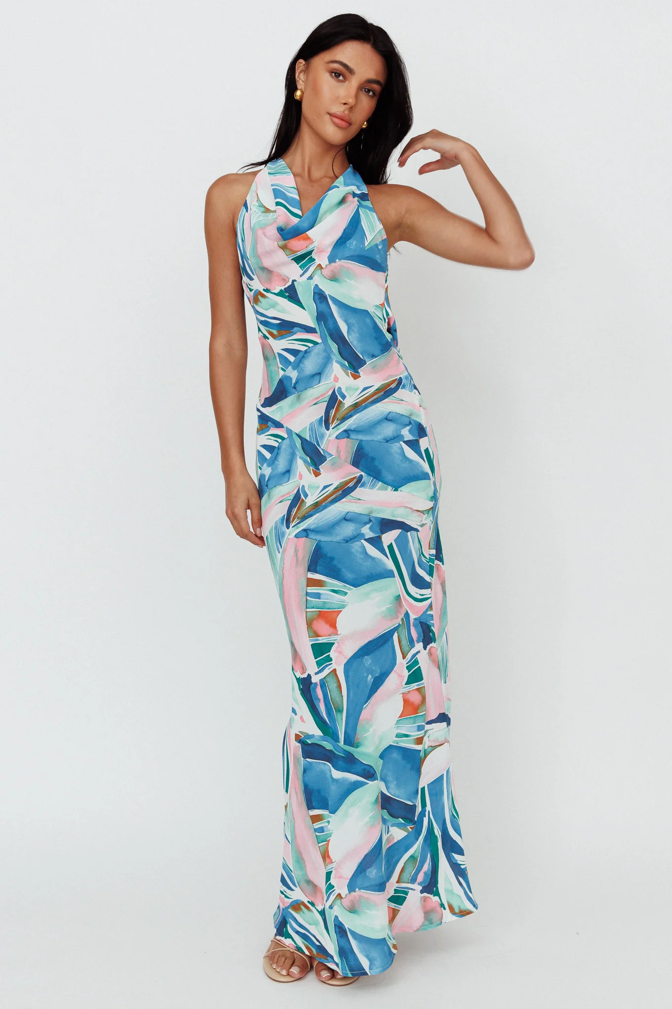 Cassiopeia Open Back Maxi Dress Abstract Blue - Sonourner