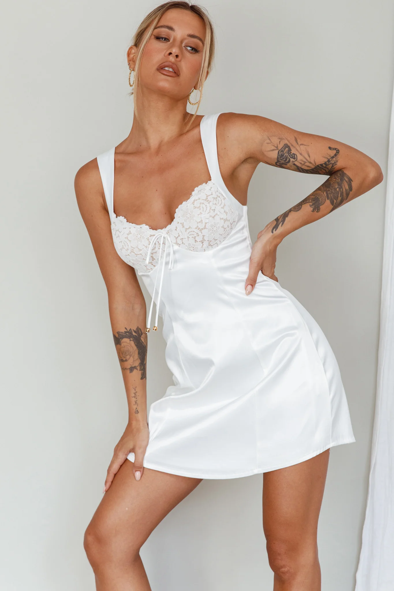 Ti Amo Lace Bust Mini Dress White - Sonourner