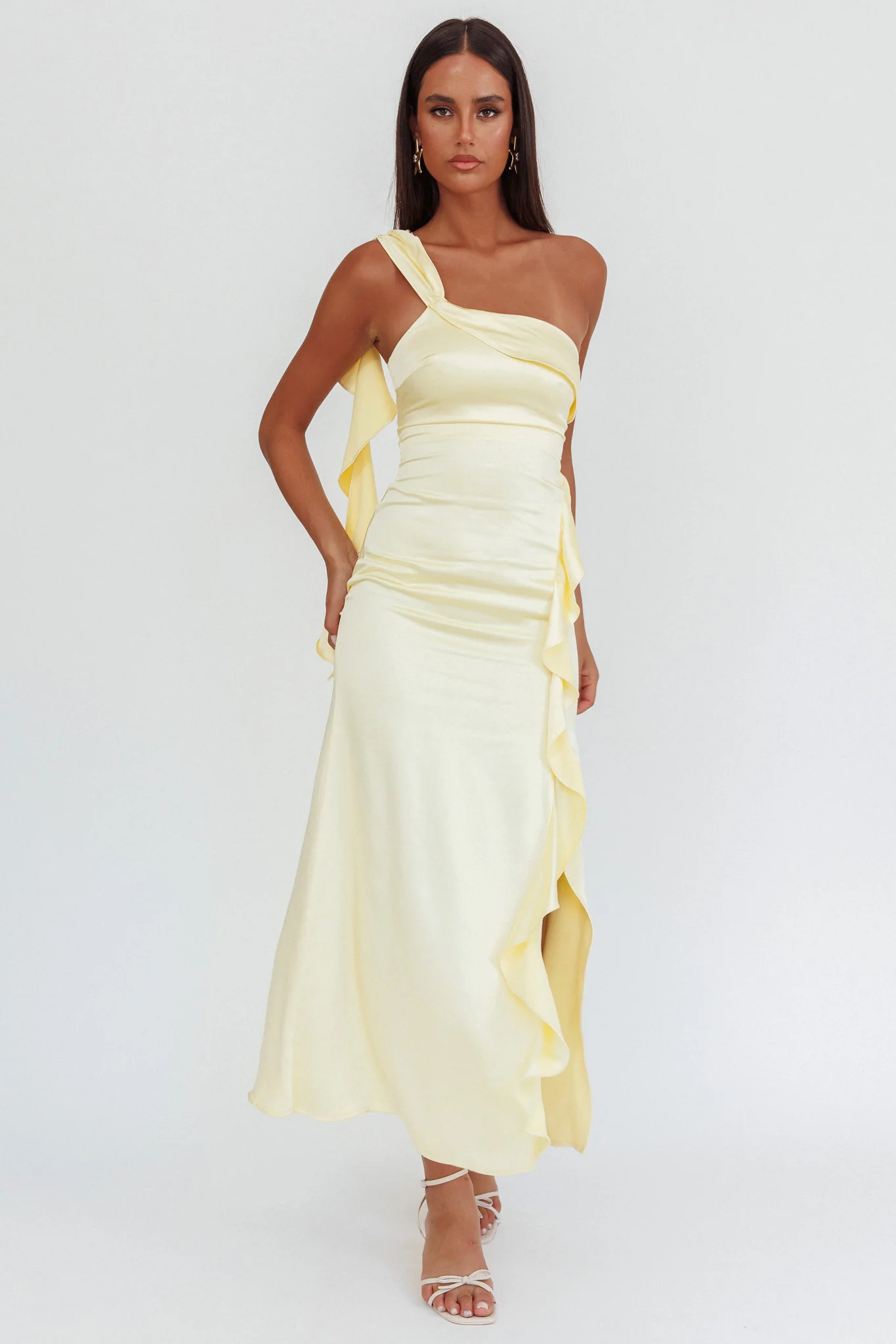 Carmel One-Shoulder Split Maxi Dress Butter - Sonourner