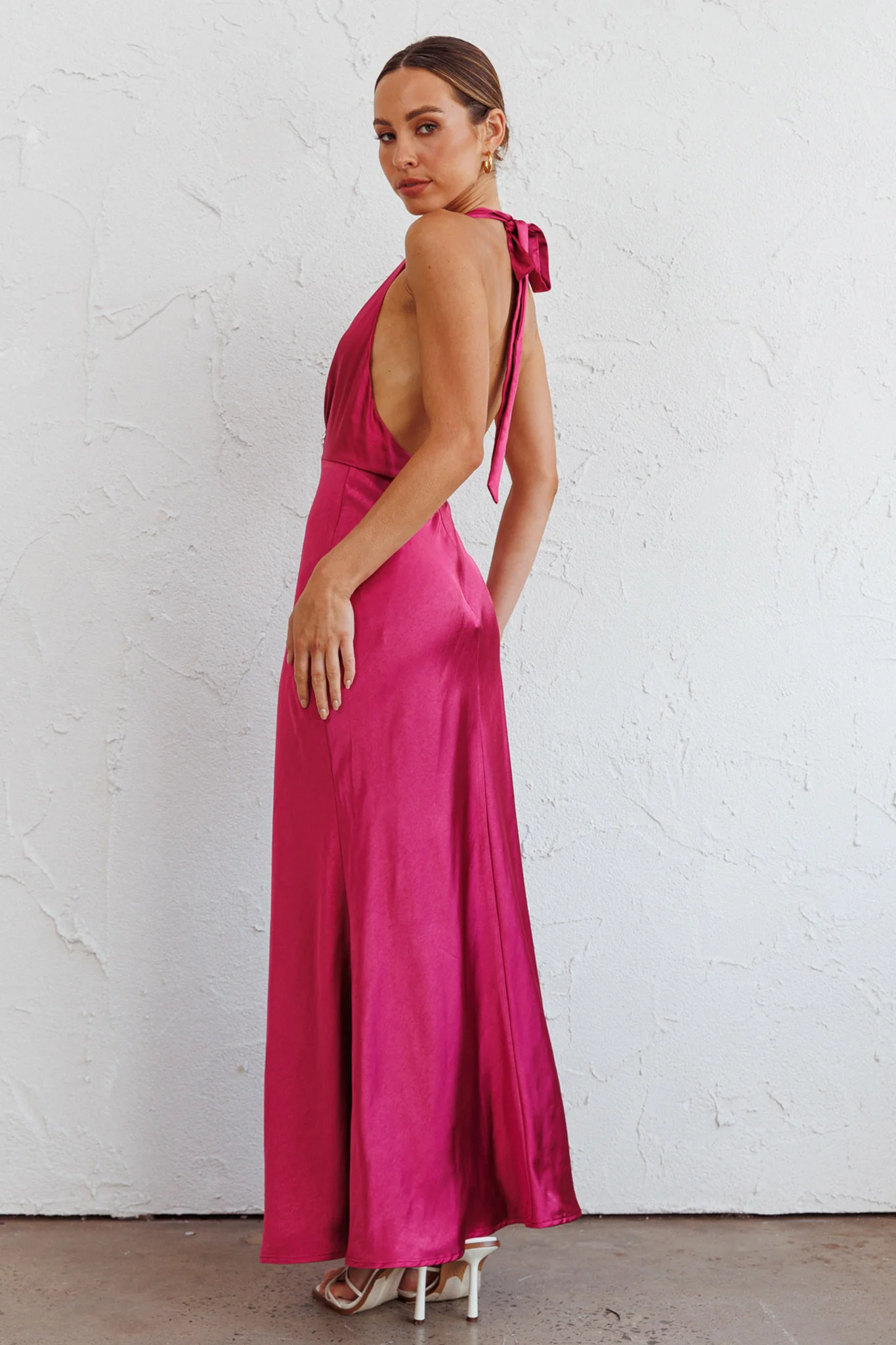 Oasis Diamante Halterneck Maxi Dress Fuchsia - Sonourner