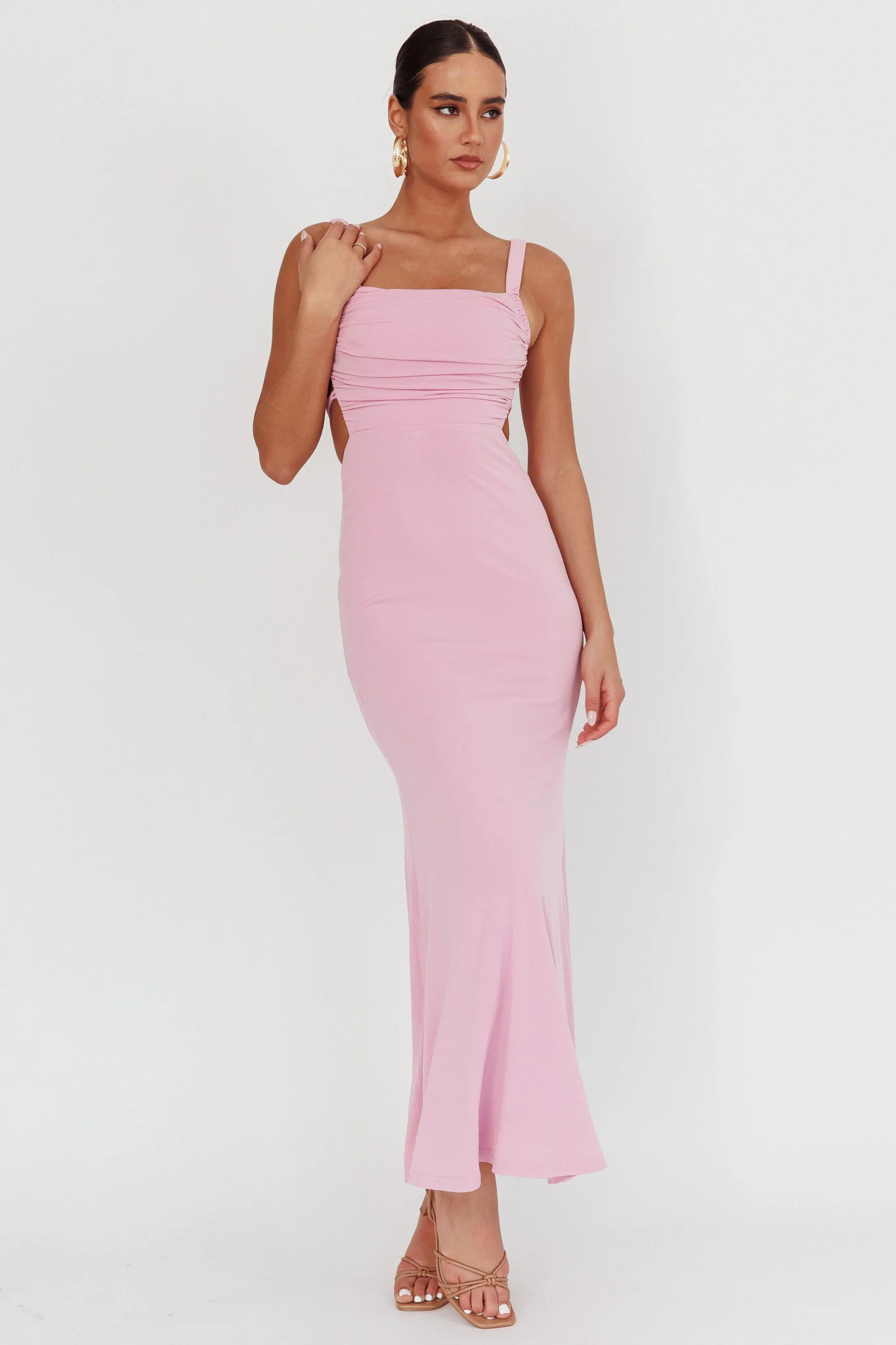 Dream Crush Lace-Up Back Maxi Dress Lilac - Sonourner
