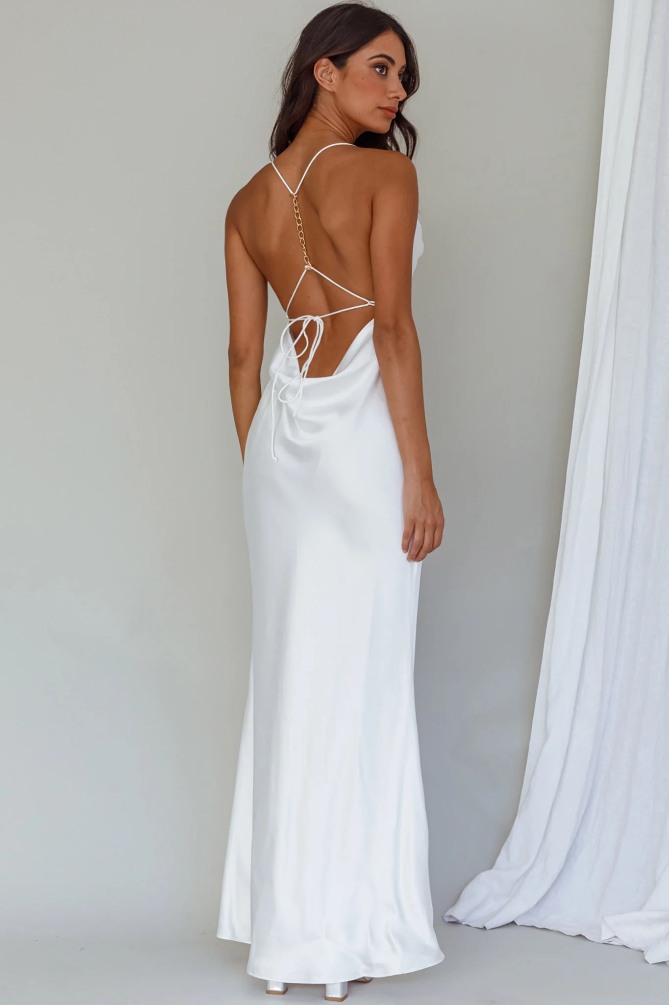Palma Low Back Strappy Maxi Dress White - Sonourner