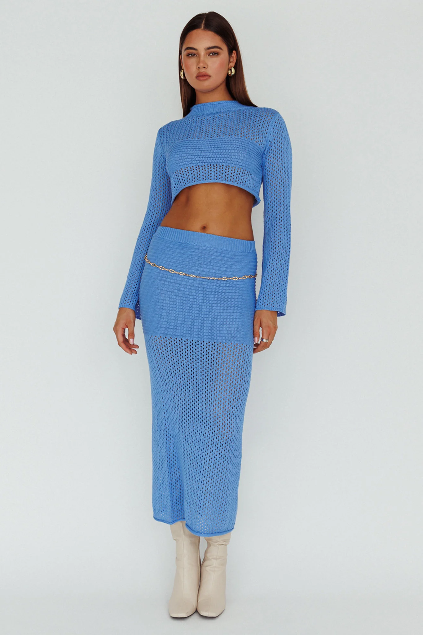 Bayside Crochet Midi Skirt Ocean - Sonourner