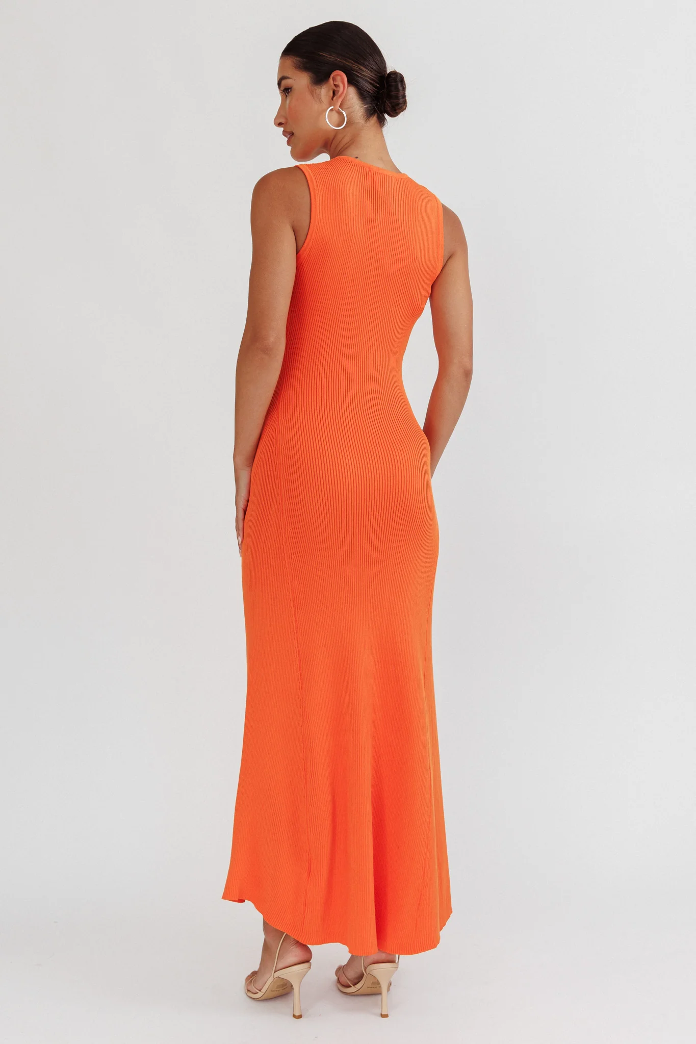 Braylee Sleeveless Ribbed Knit Maxi Dress Orange - Sonourner