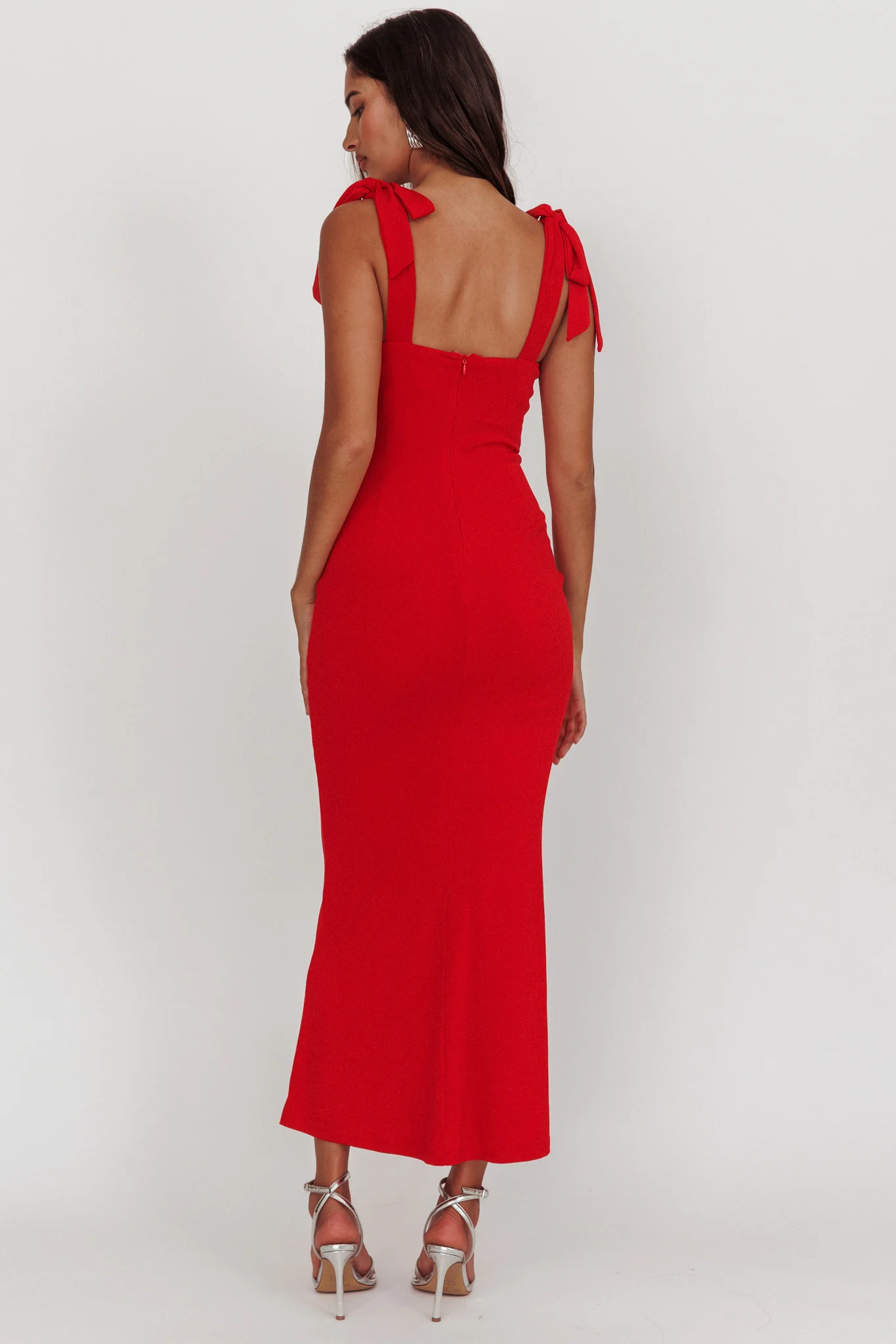 Rose Garden Tied Shoulder Maxi Dress Red - Sonourner