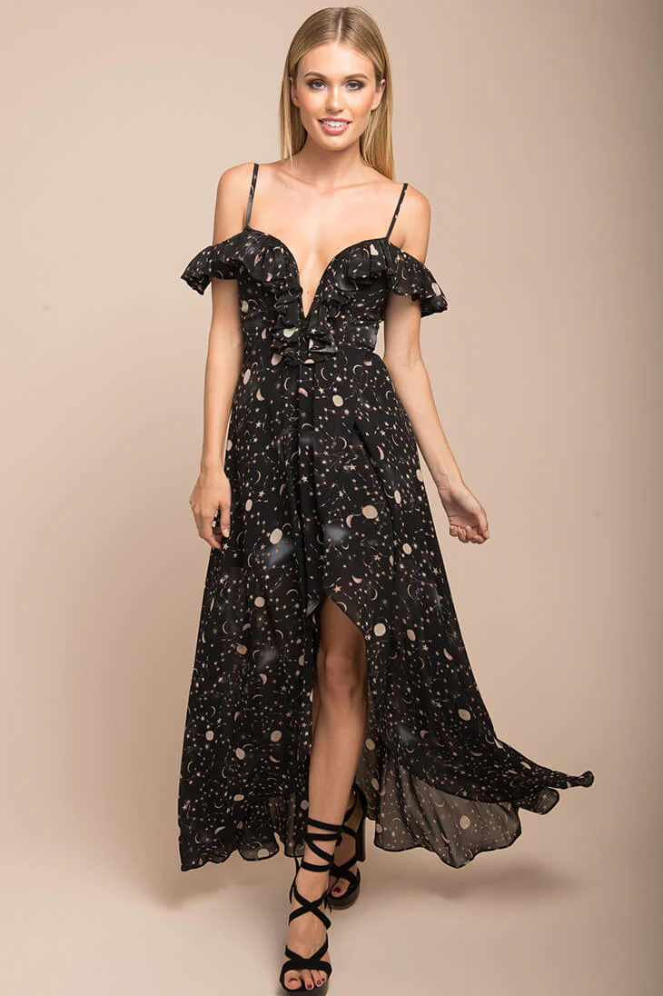 Celeste Star Print Maxi Dress - Sonourner