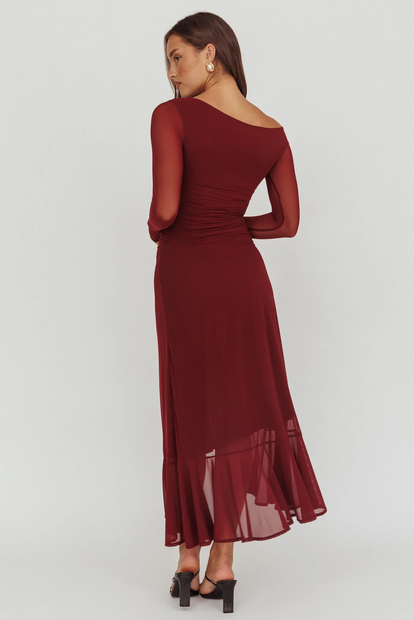 Moonlit Magic Long Sleeve Maxi Dress Wine - Sonourner