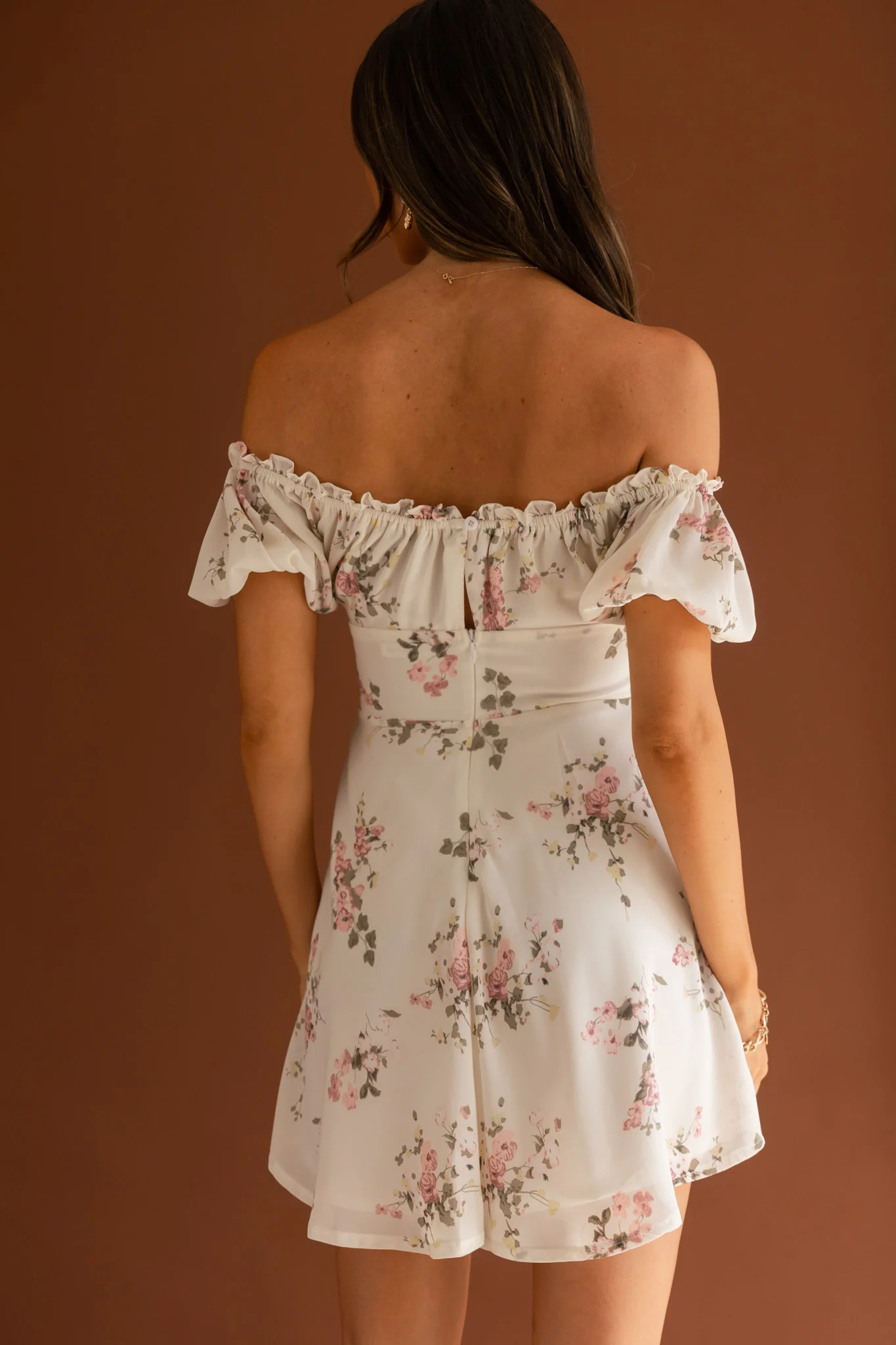 Belle Fleur Tied Bust Mini Dress Floral White - Sonourner