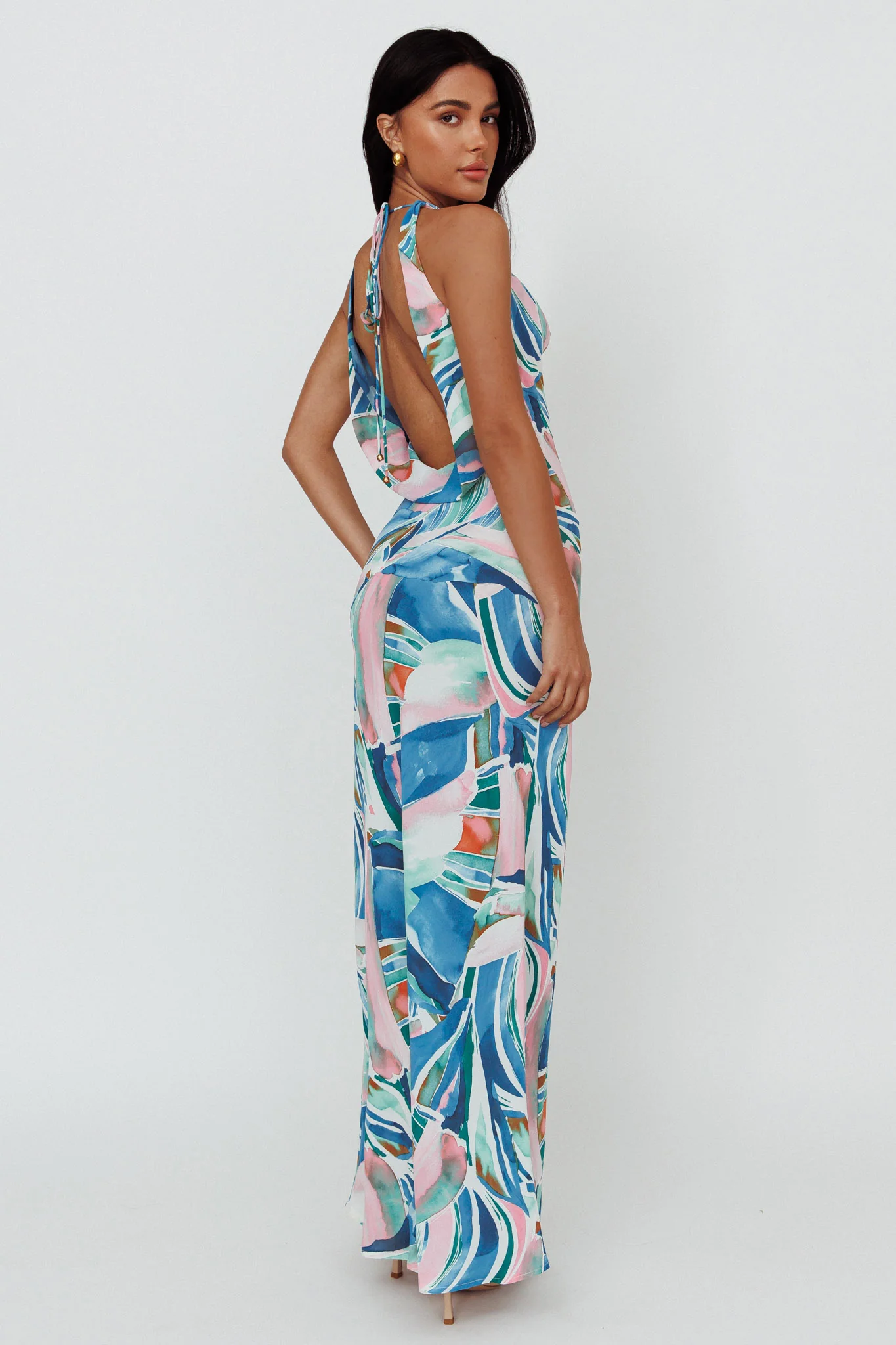Cassiopeia Open Back Maxi Dress Abstract Blue - Sonourner