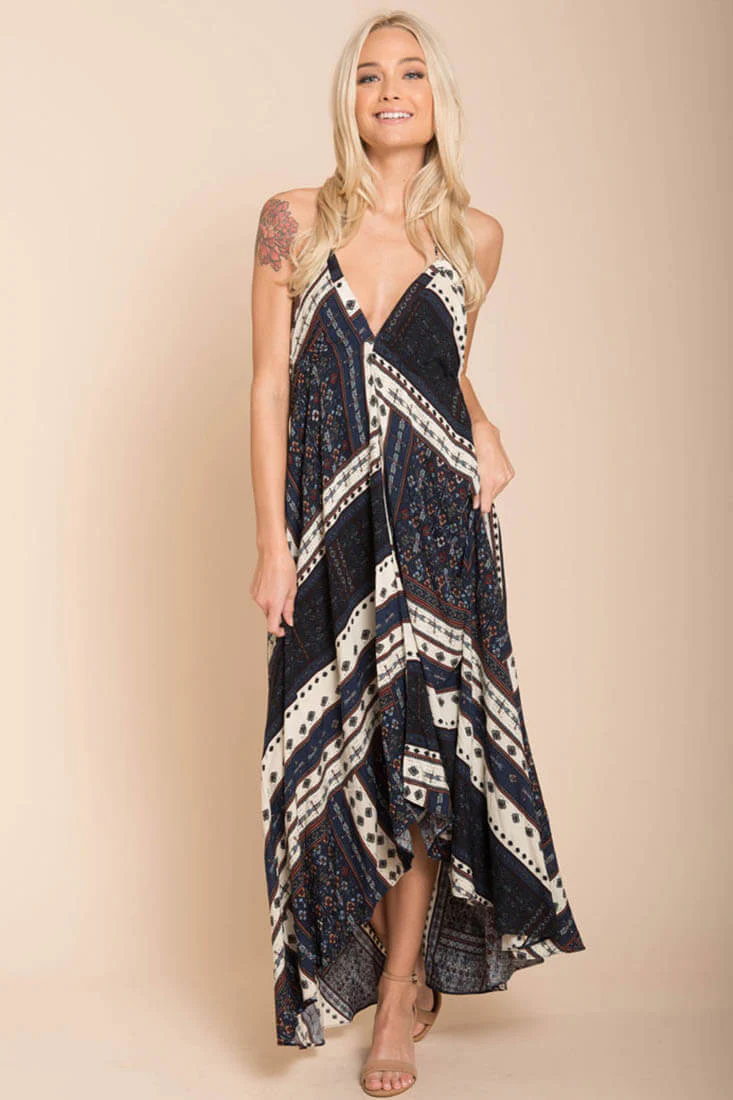 Romani Fall Maxi Dress Navy - Sonourner