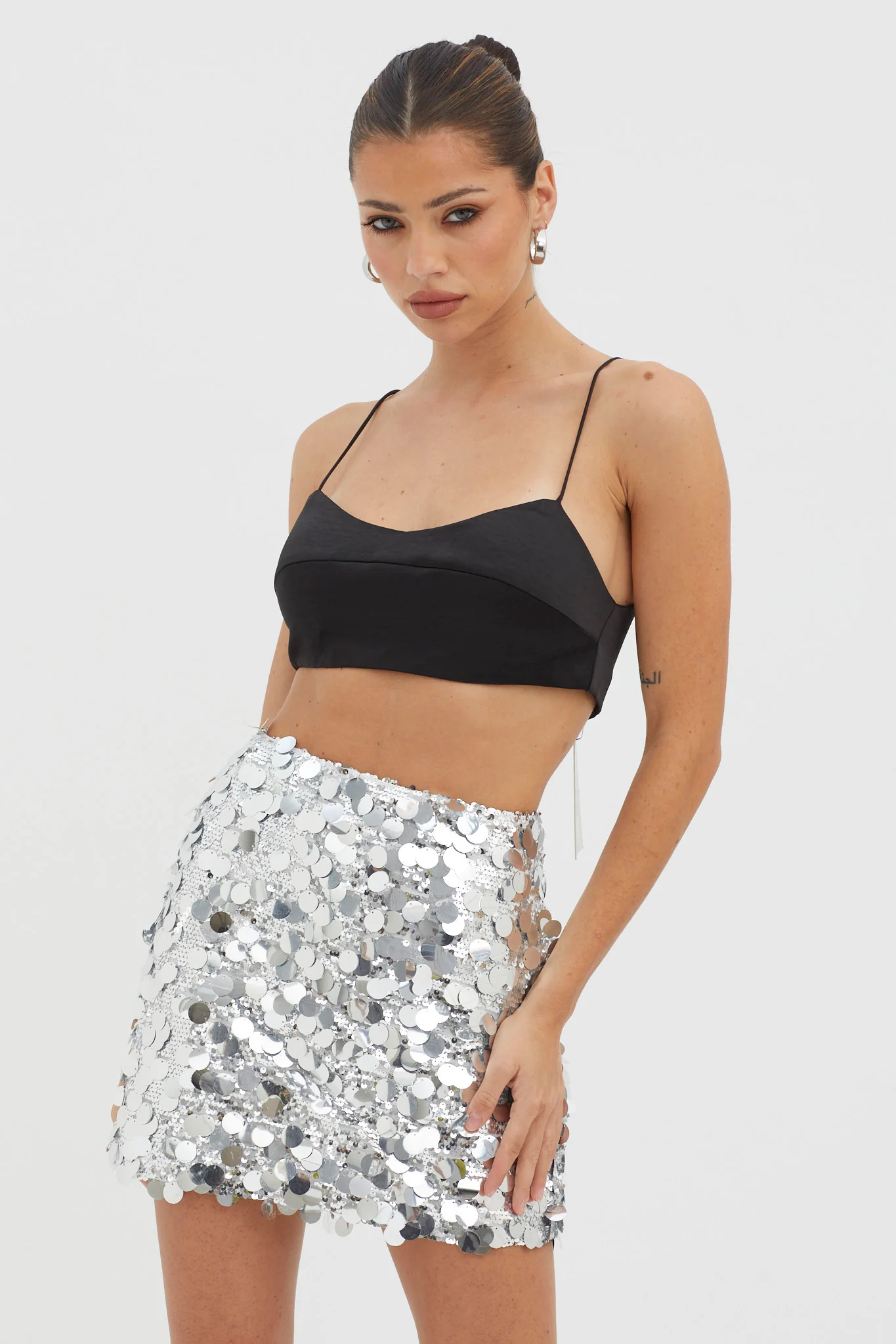 Gin Fizz Sequin Mini Skirt Silver - Sonourner