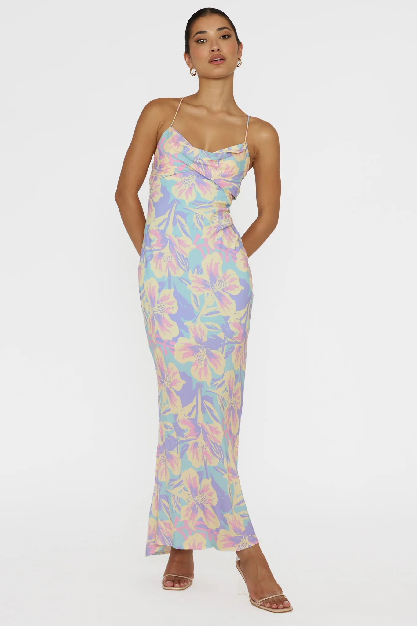 Libby Scoop Back Maxi Dress Floral Blue - Sonourner