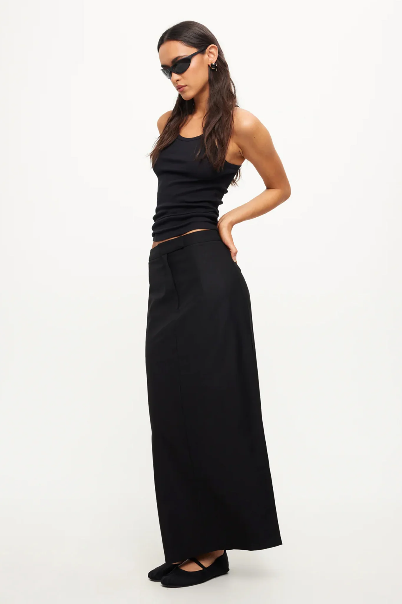 LIONESS Minimalist Maxi Skirt Onyx - Sonourner