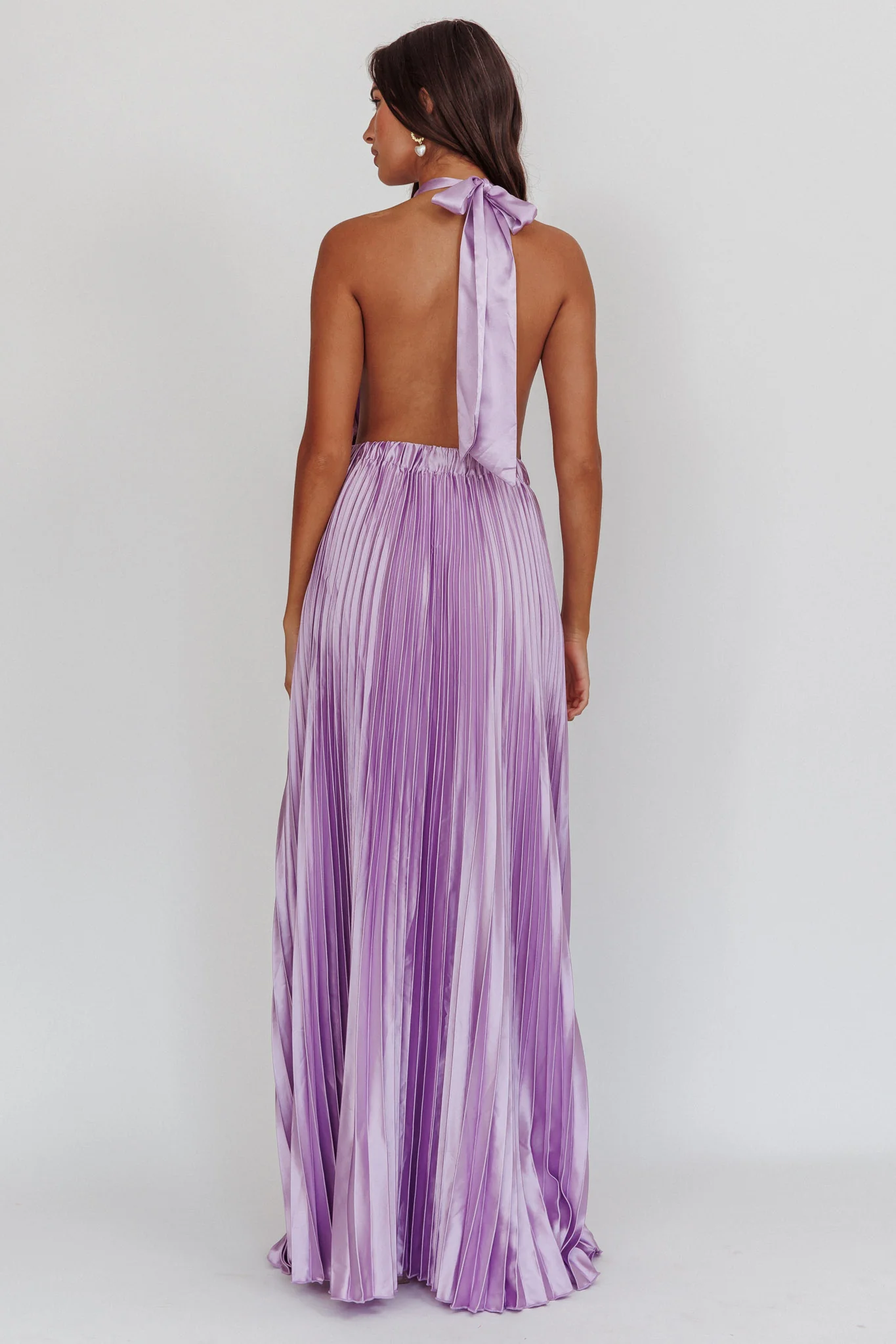 Monarch Pleated Satin Maxi Dress Lavender - Sonourner