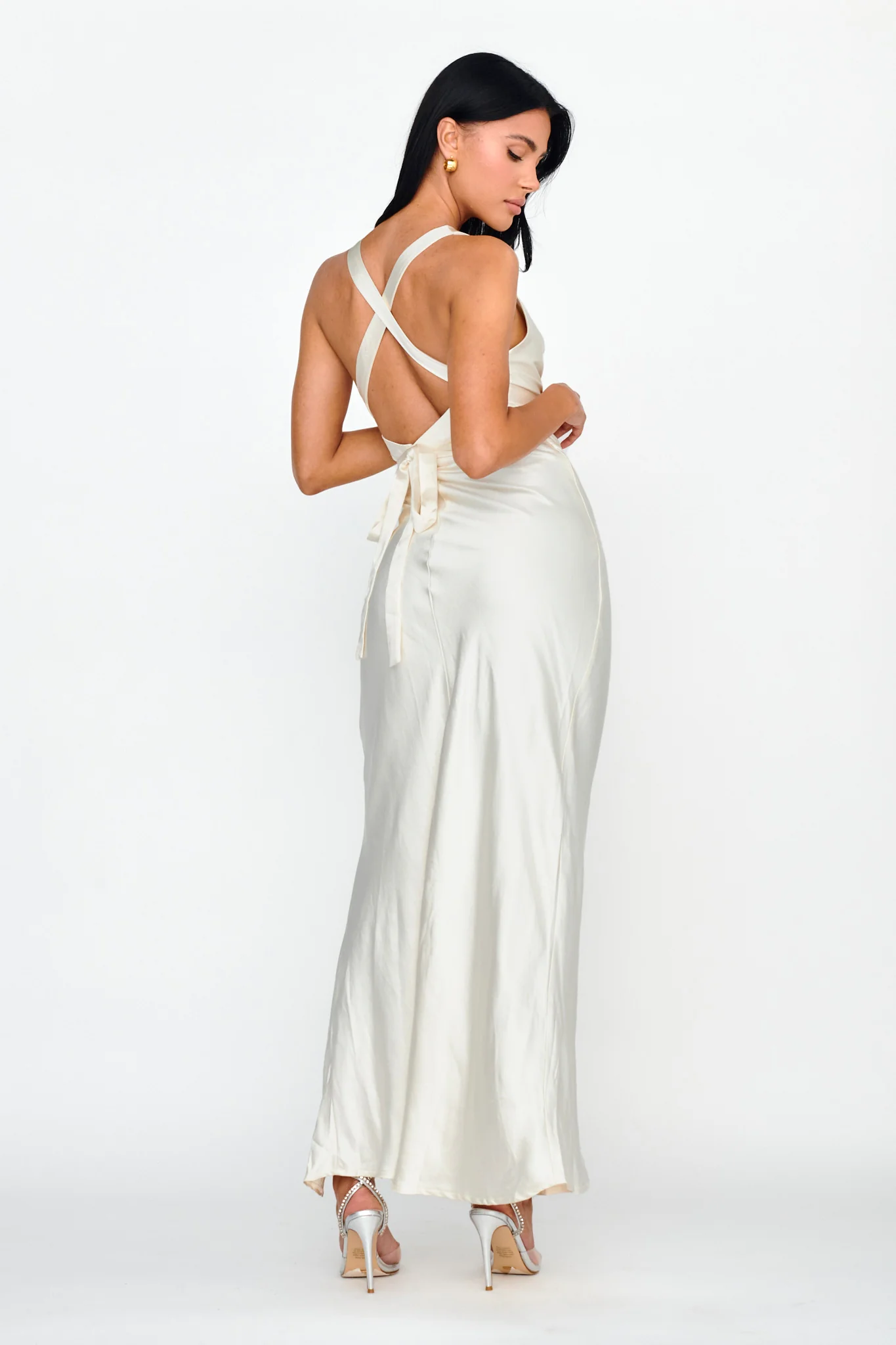 Midnight Sun Asymmetrical Strap Maxi Dress Oyster - Sonourner