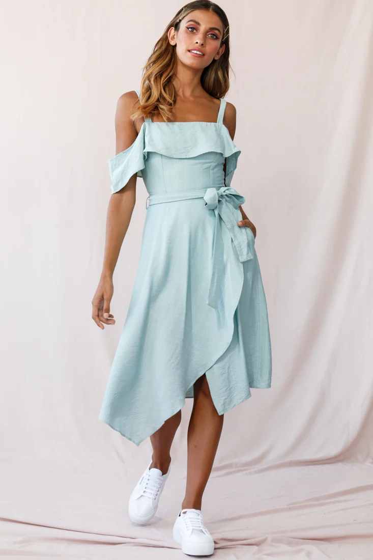 Adali Flowy Summer Midi Dress Pistachio Green - Sonourner