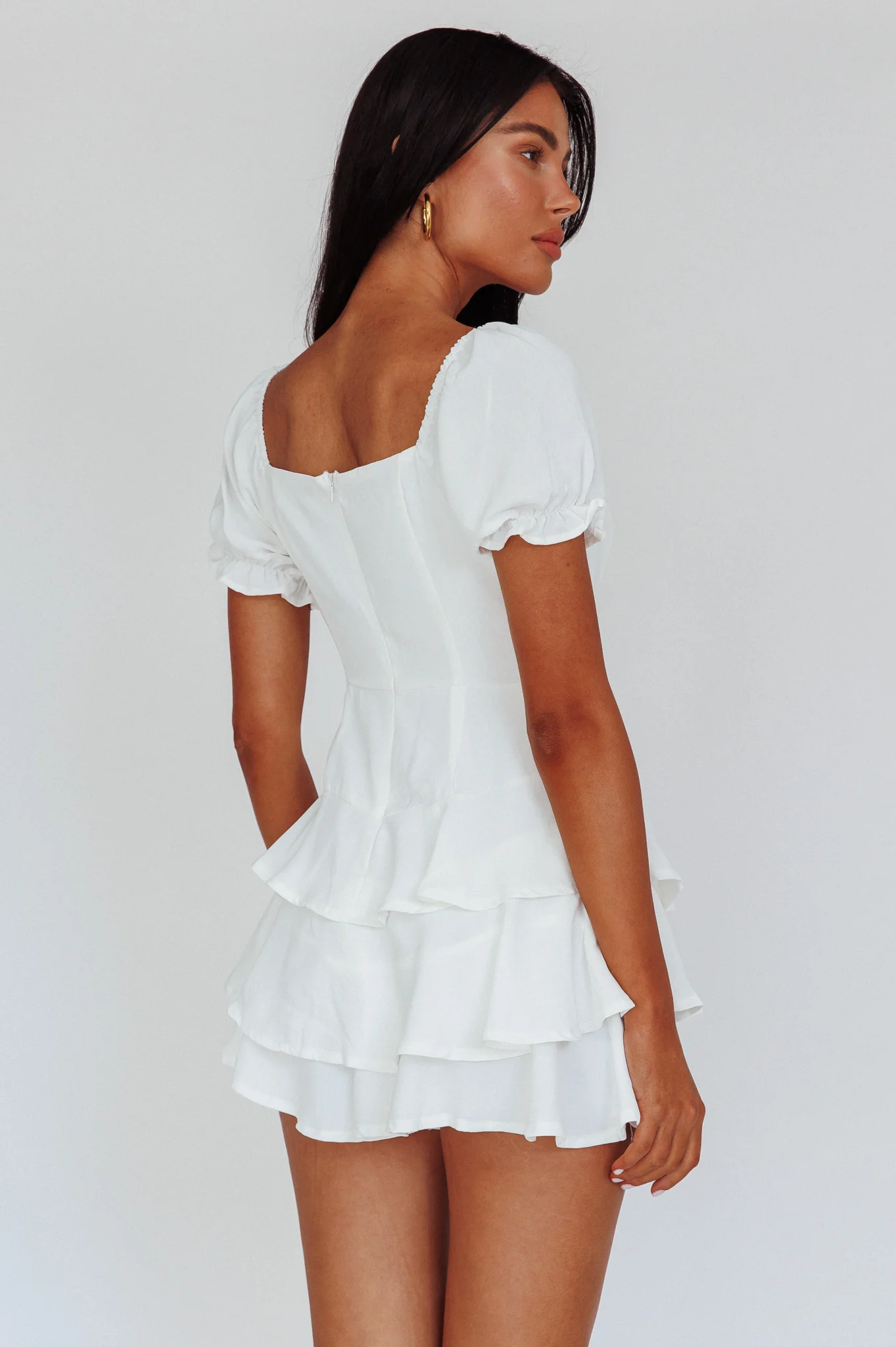 Cady Layered Ruffle Mini Dress Off White - Sonourner