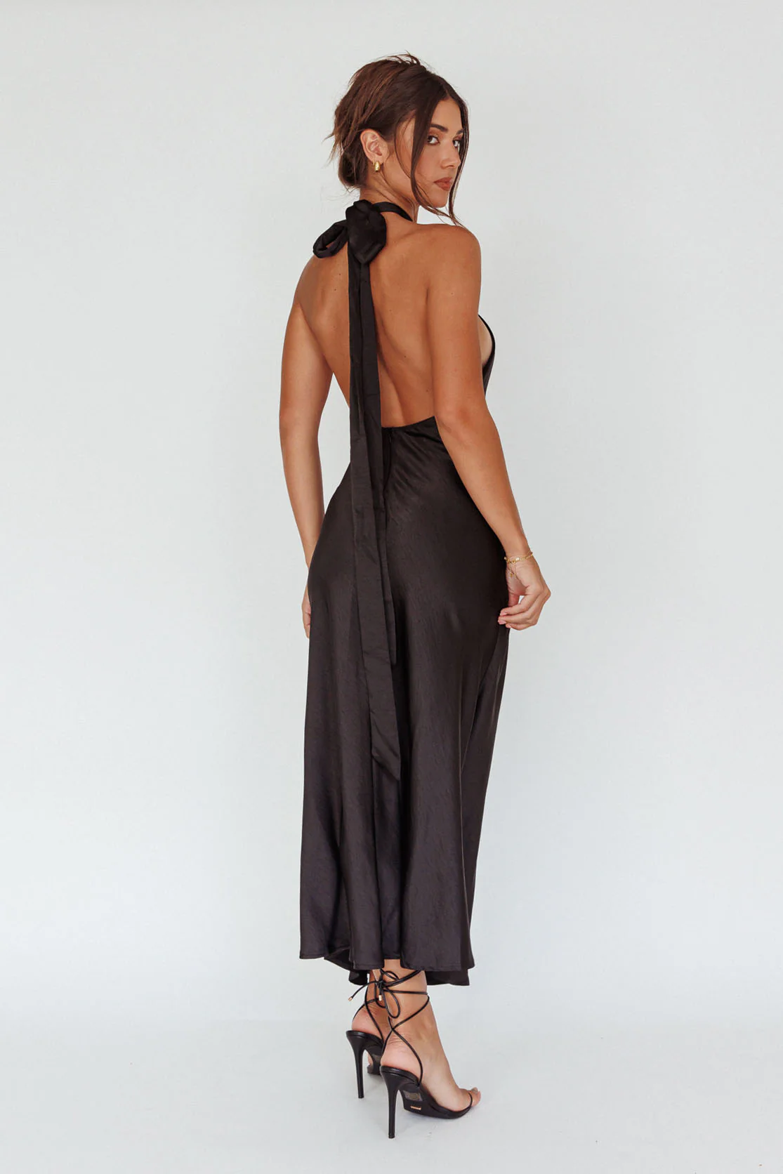 Te Amo Halterneck Open Back Midi Dress Black - Sonourner