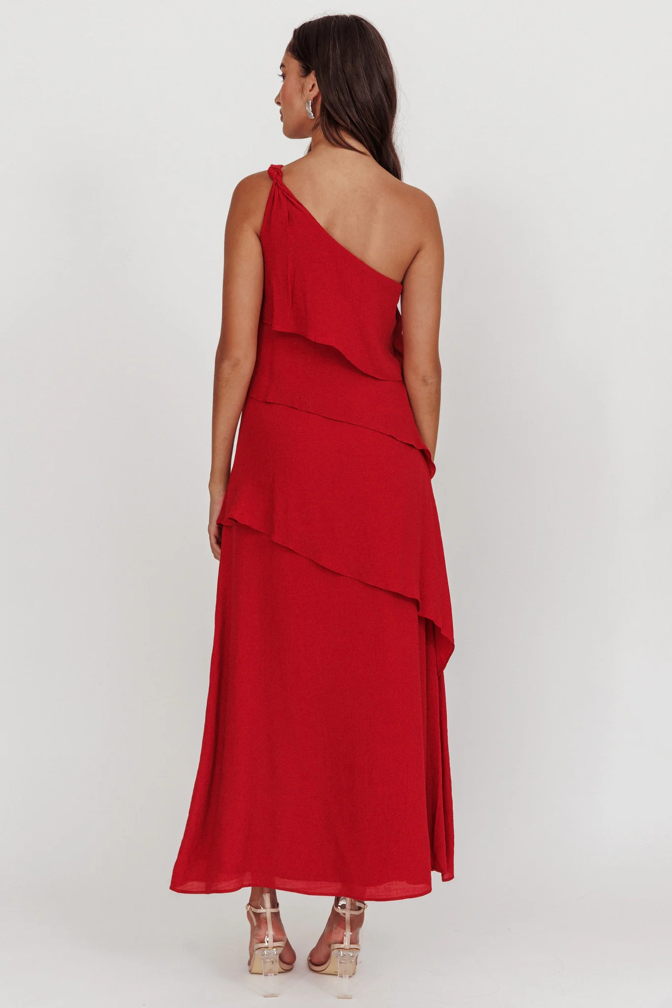 Delwyn One-Shoulder Maxi Dress Red - Sonourner