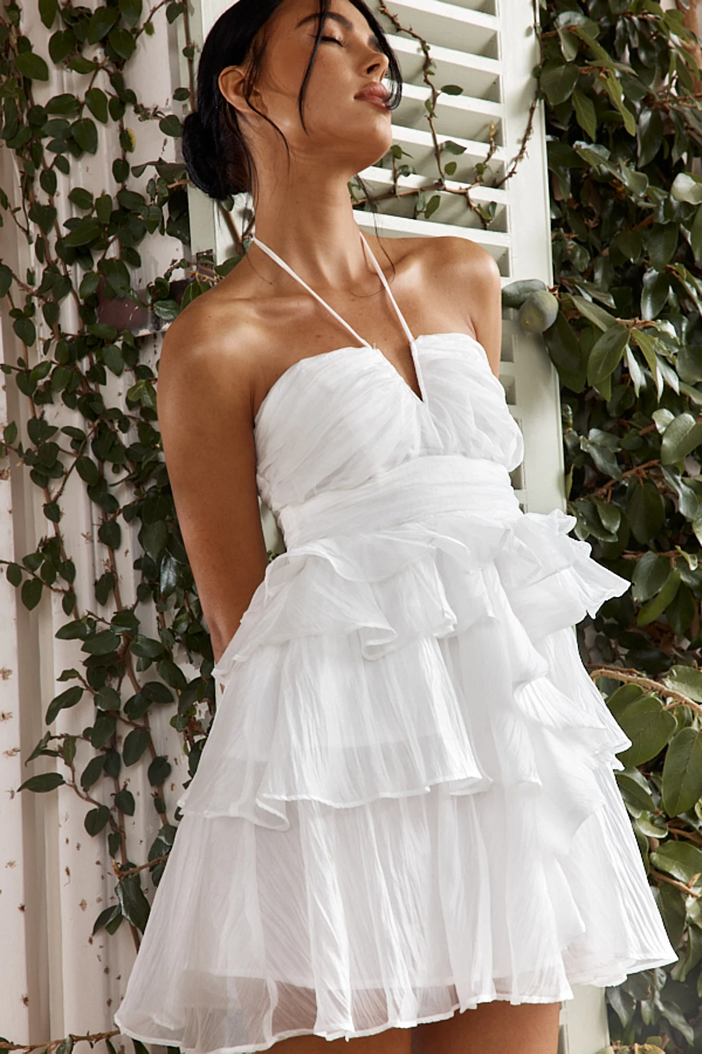 Joy Of Life Layered Ruffle Mini Dress Off White - Sonourner