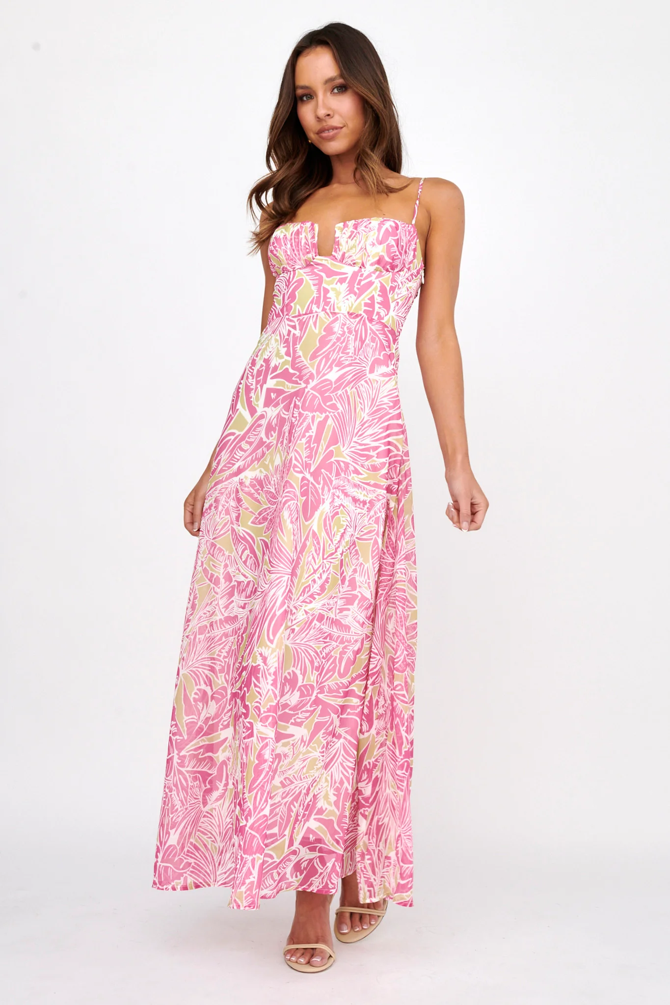 Kindred Love Gathered Bust Maxi Dress Pink - Sonourner