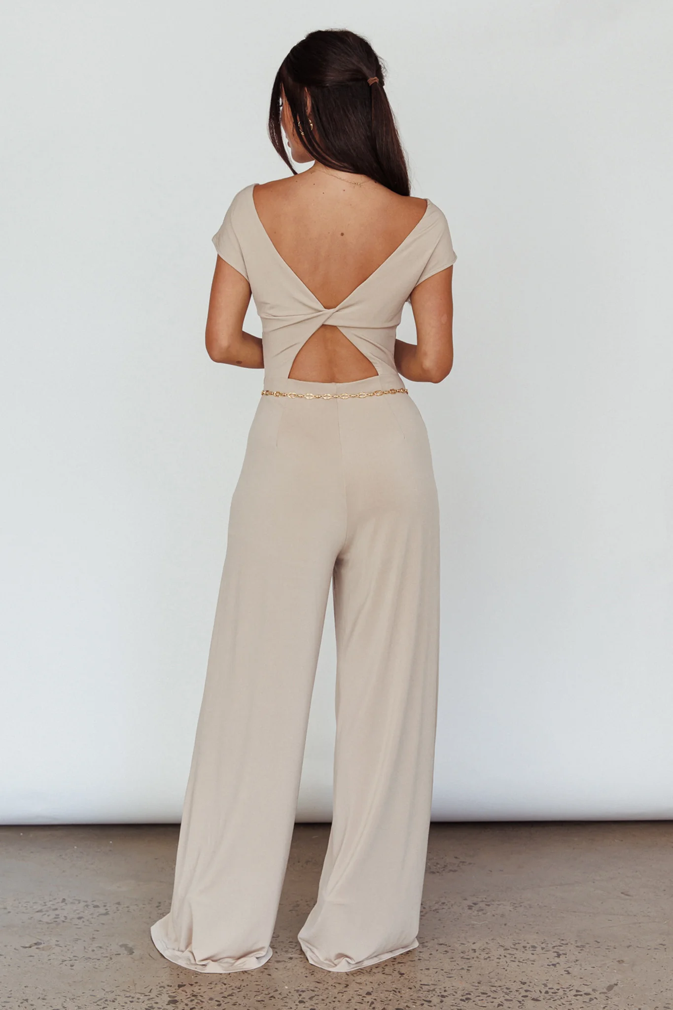 Lucinda Twist Back Jumpsuit Oat - Sonourner