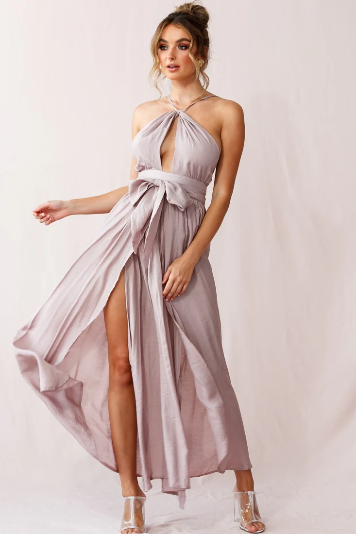 Athena High Split Maxi Dress Mauve - Sonourner