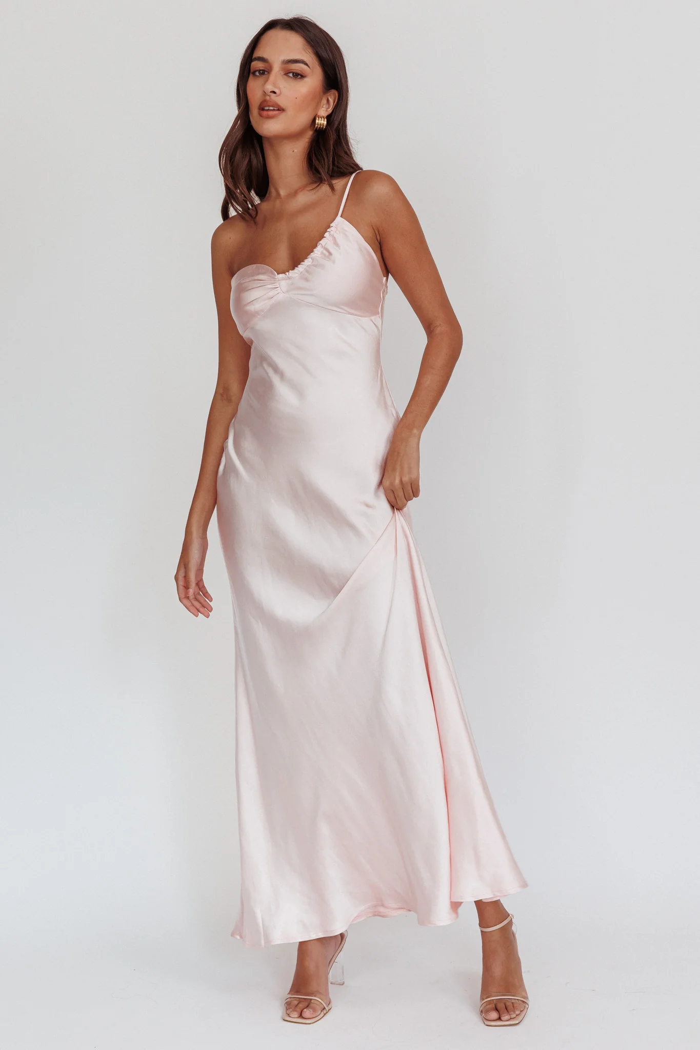 Twilight Tango One-Shoulder Maxi Dress Blush - Sonourner
