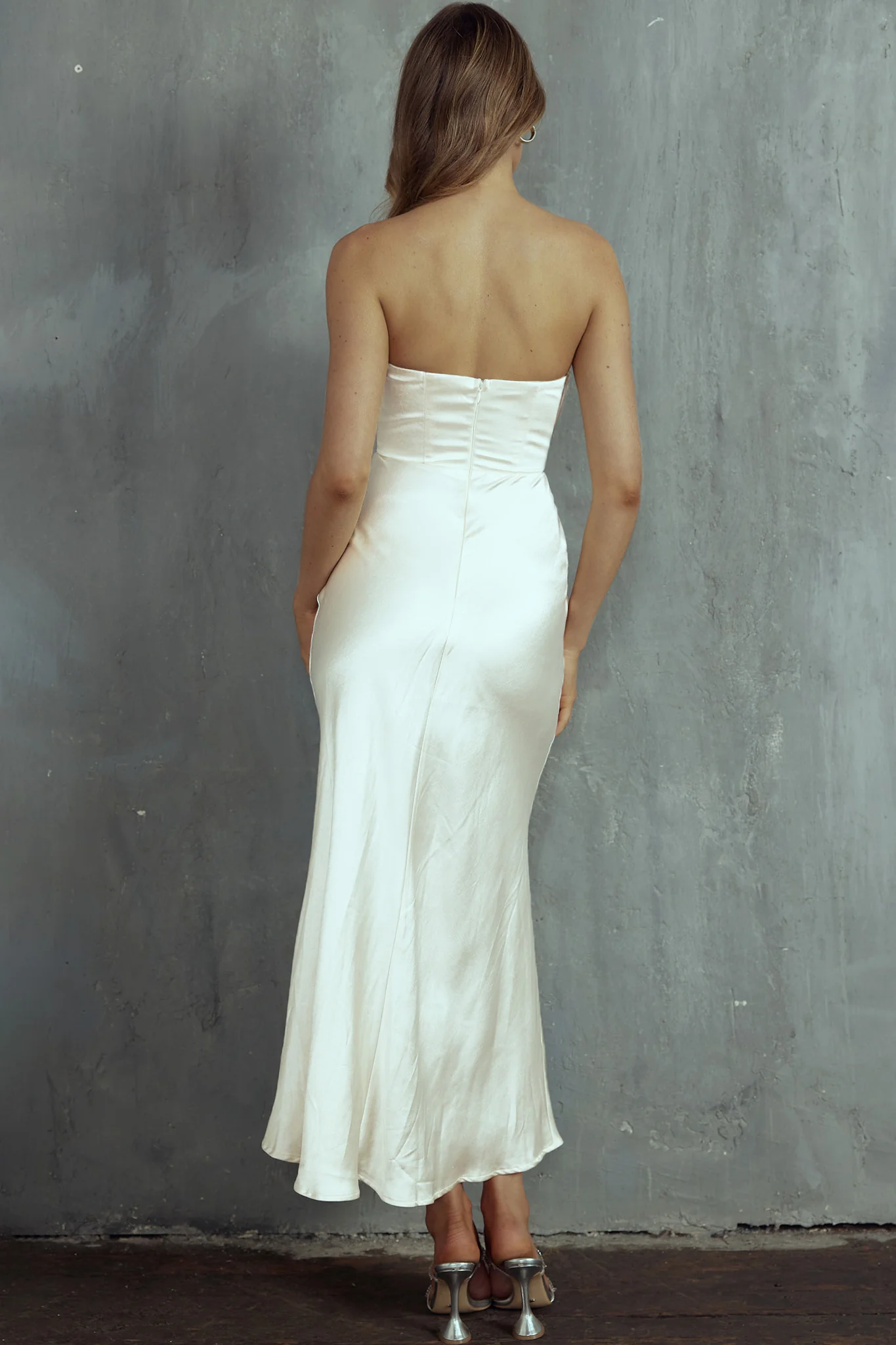 Yvette Wrap Neckline Midi Dress Oyster - Sonourner