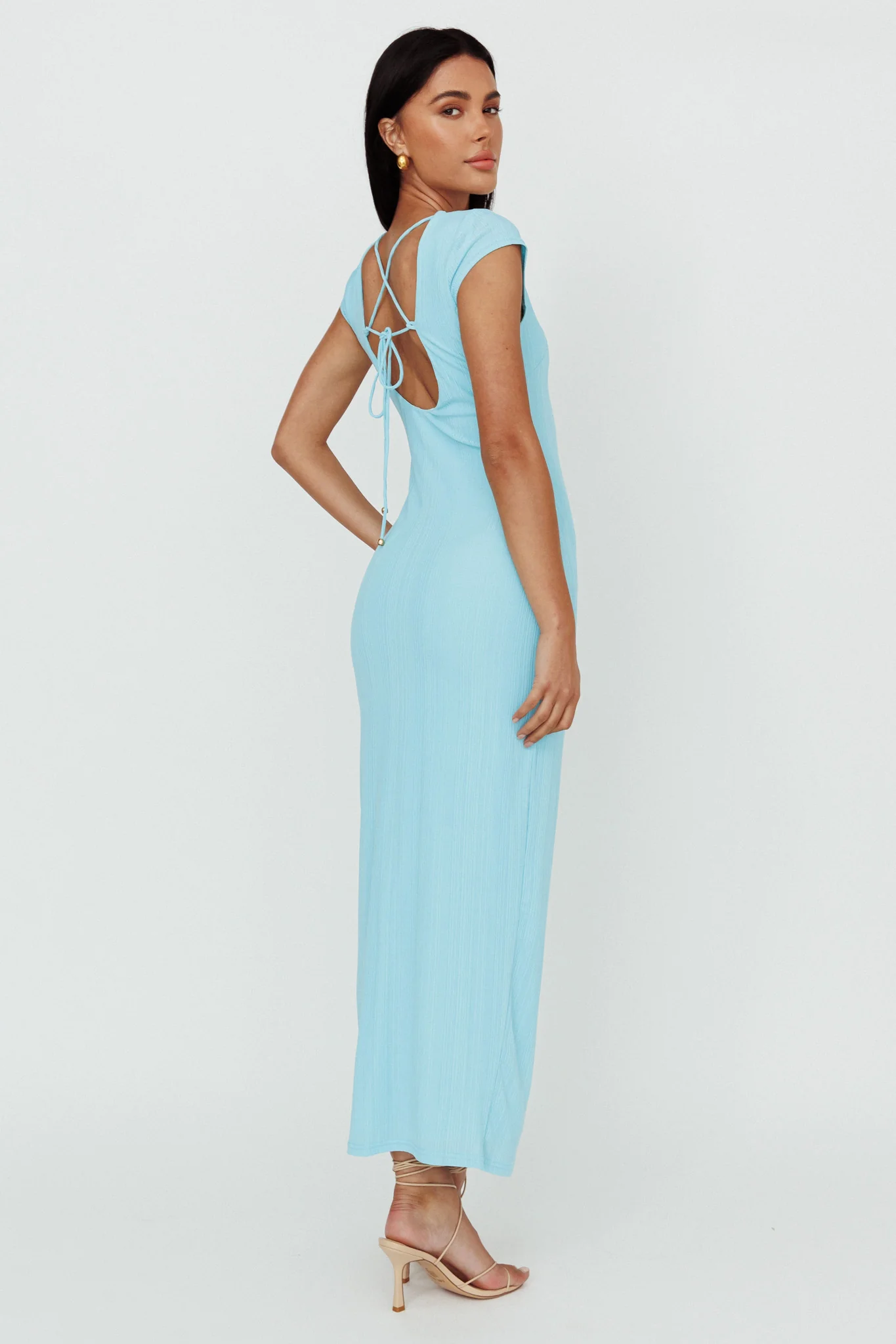 Elenice Cap Sleeve Cut-Out Midi Dress Blue - Sonourner