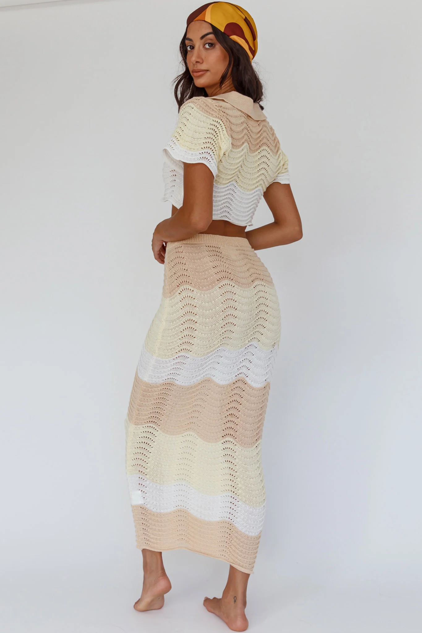 May Blooms Knit Maxi Skirt Lemon Butter - Sonourner