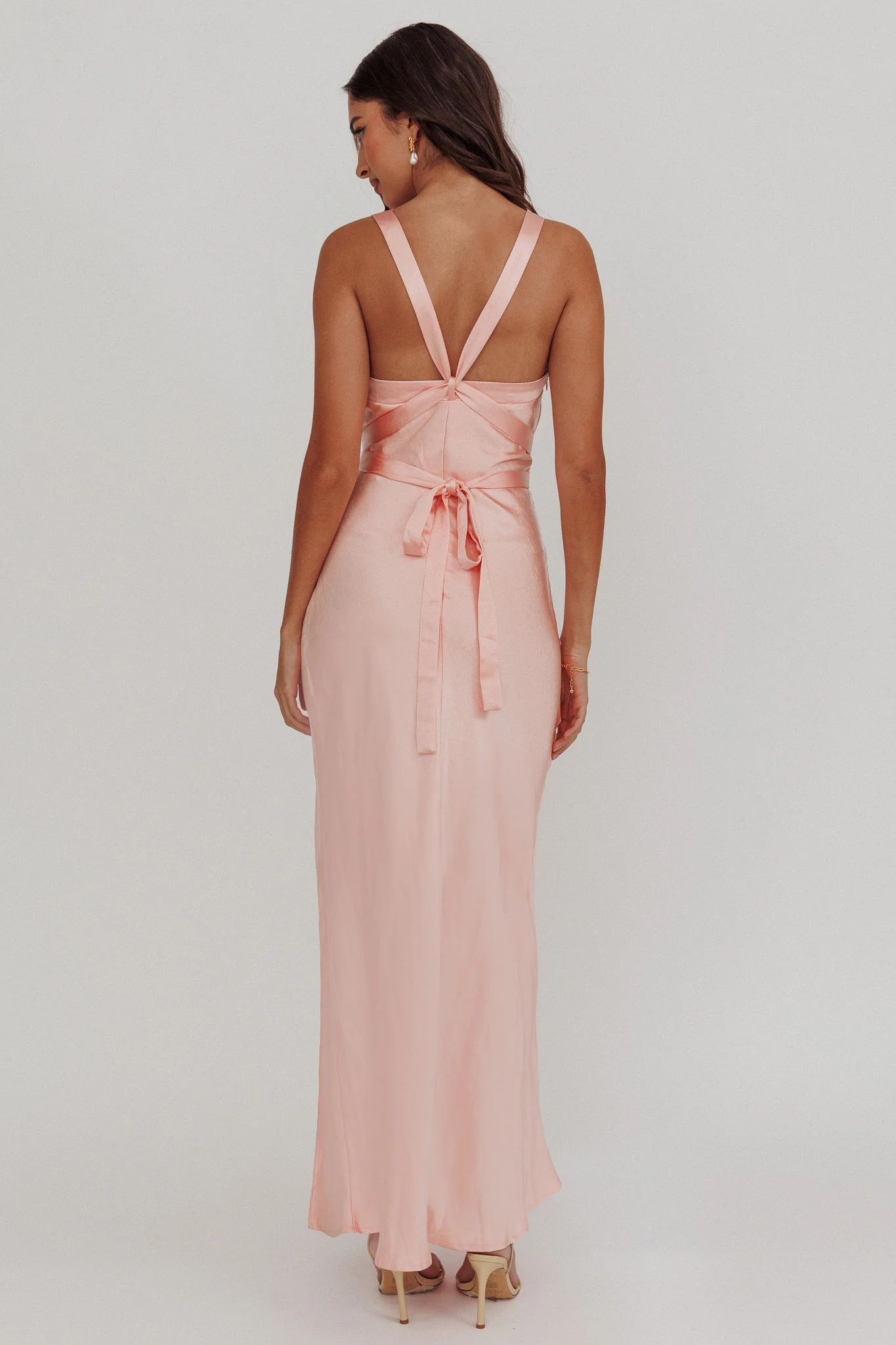 Midnight Sun Asymmetrical Strap Maxi Dress Apricot - Sonourner