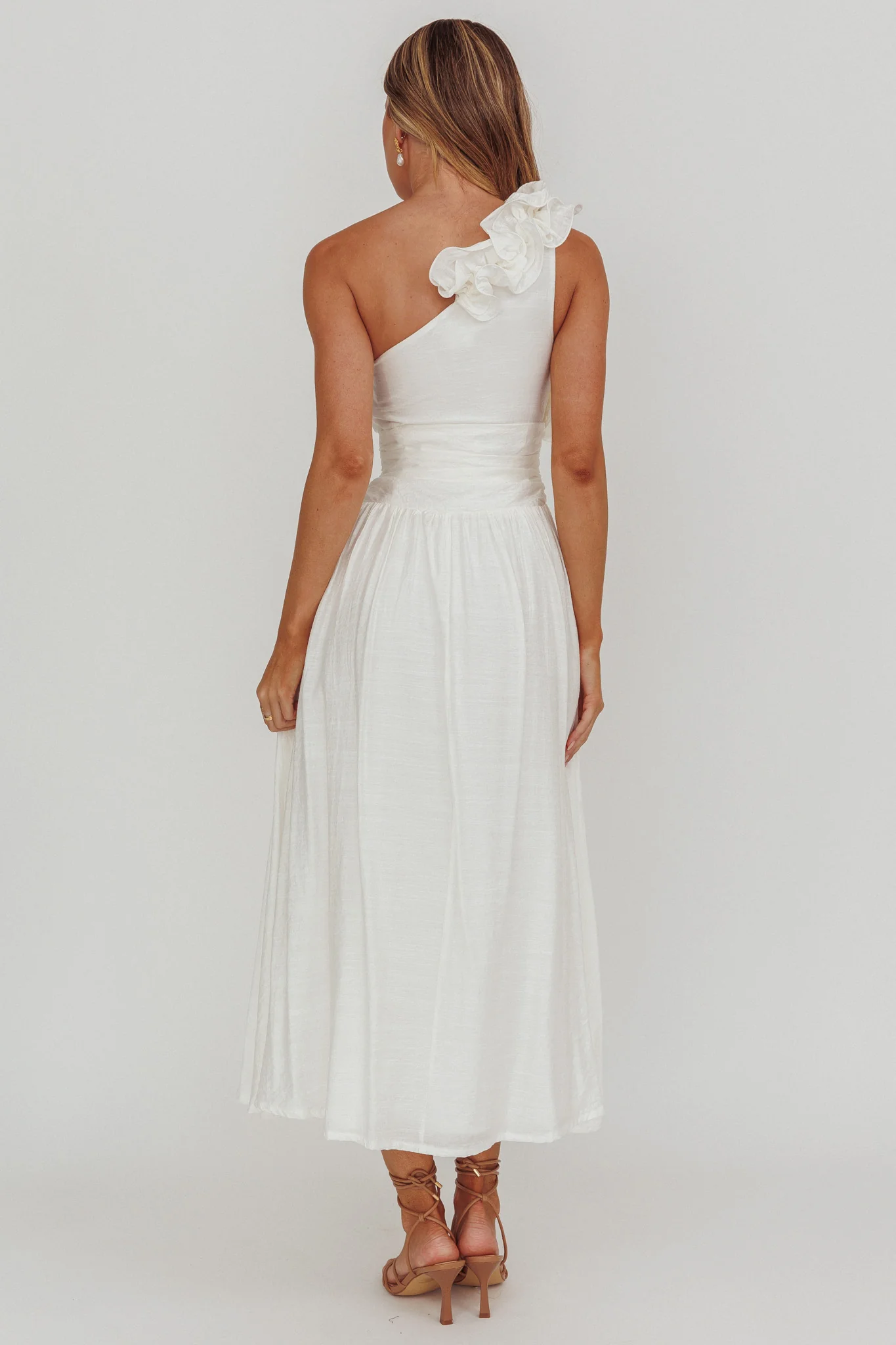 Antheia One-Shoulder Maxi Dress White - Sonourner