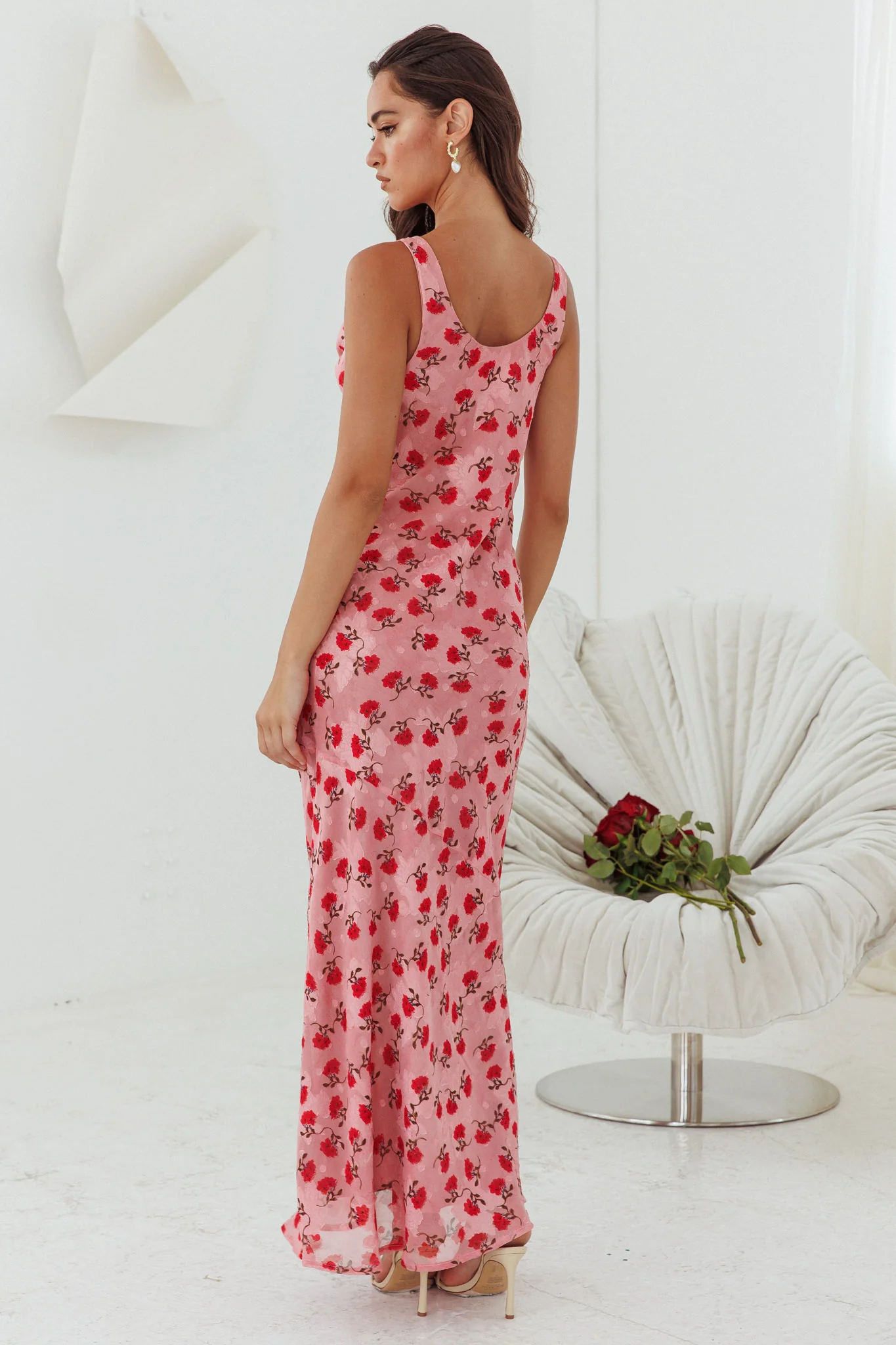 Countdown Cowl Neck Maxi Dress Print Pink - Sonourner