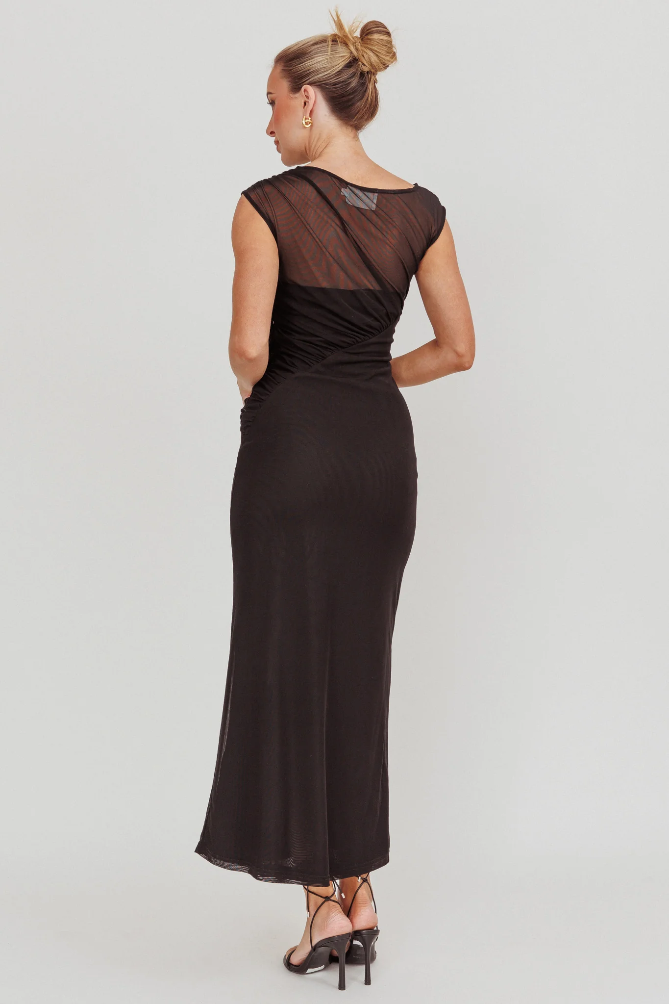 Passion Mesh Sleeveless Maxi Dress Black - Sonourner