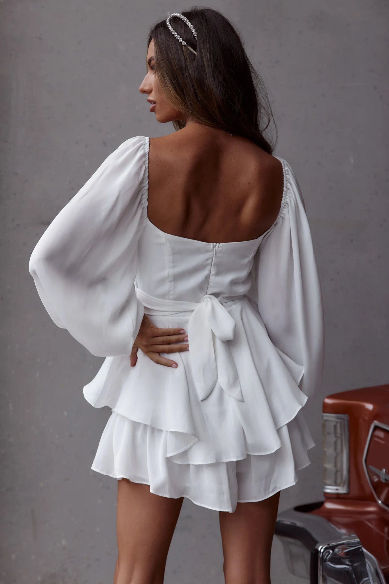 Well Versed Long Sleeve Flounce Romper White - Sonourner