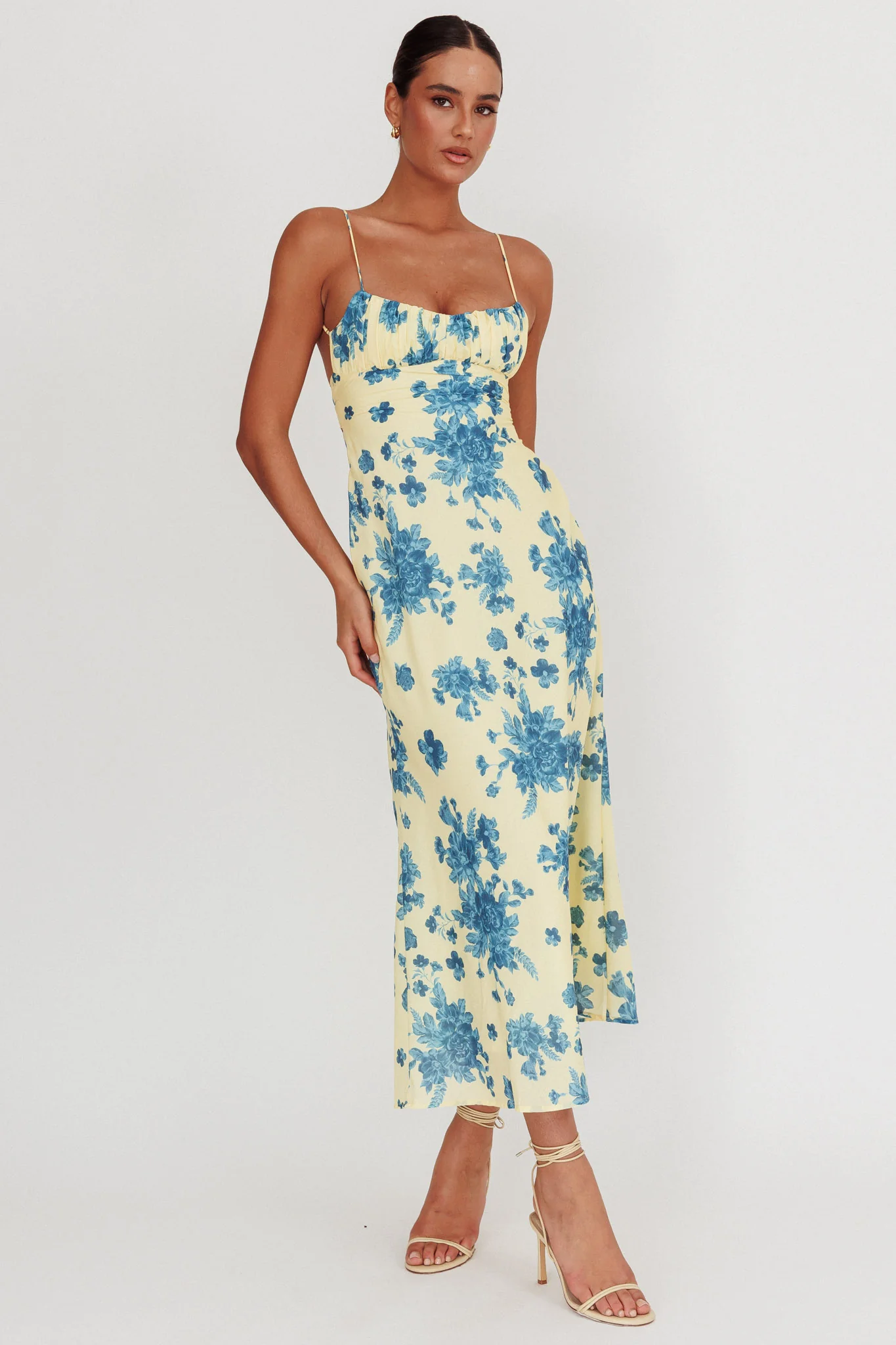 Nerida Low Back Twist Floral Maxi Dress Yellow - Sonourner