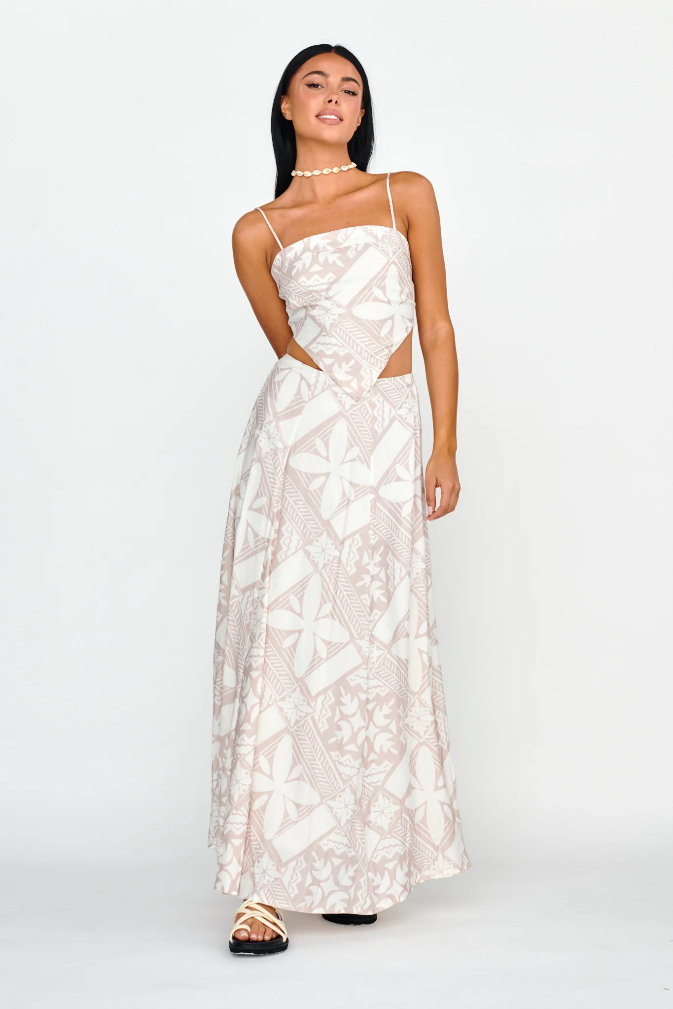 Sought After Maxi Skirt Print Latte - Sonourner