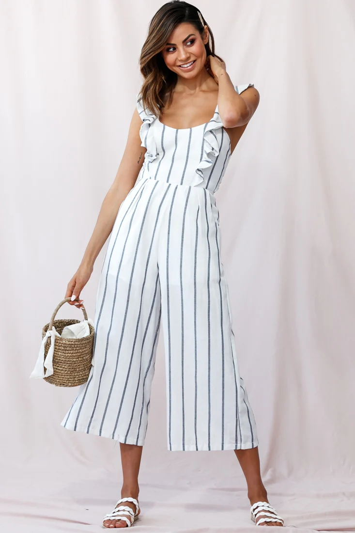 Poet Pinafore Lace-Up Jumpsuit White - Sonourner
