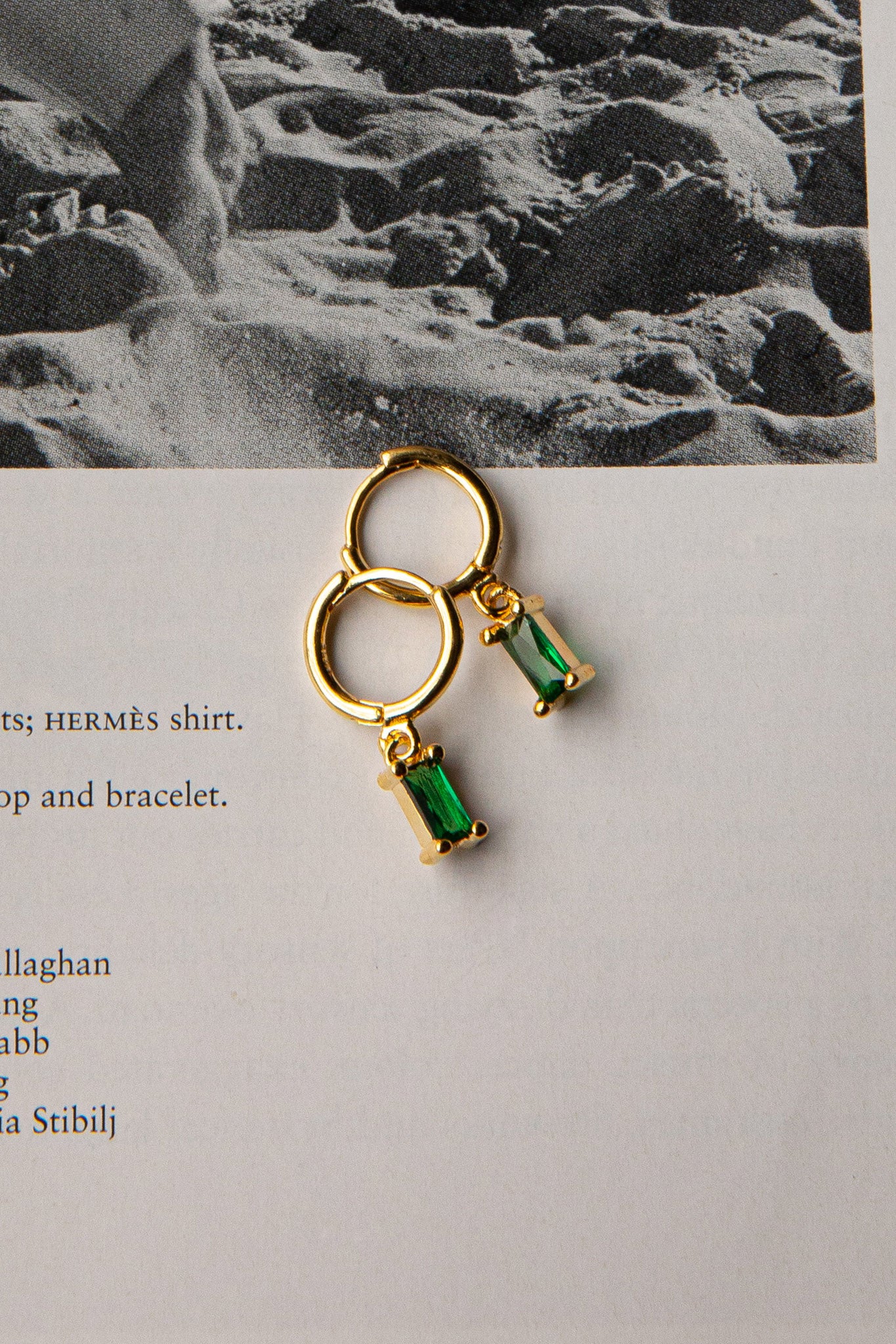 April Diamante Drop Hoop Earrings Teal - Sonourner