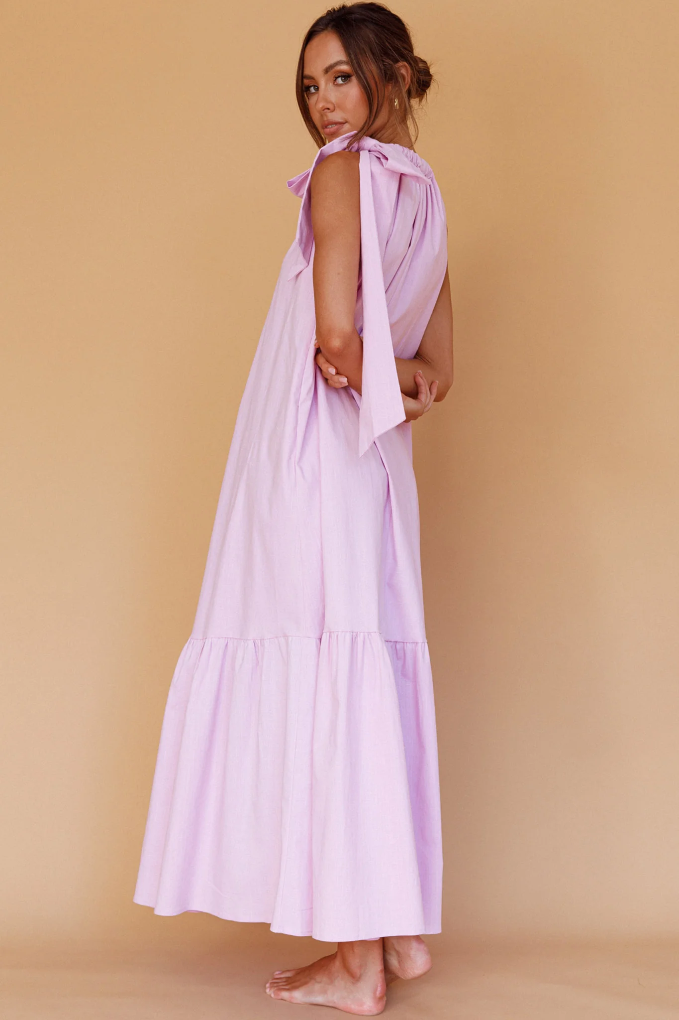 Cruise Shoulder Tie Maxi Dress Lilac - Sonourner