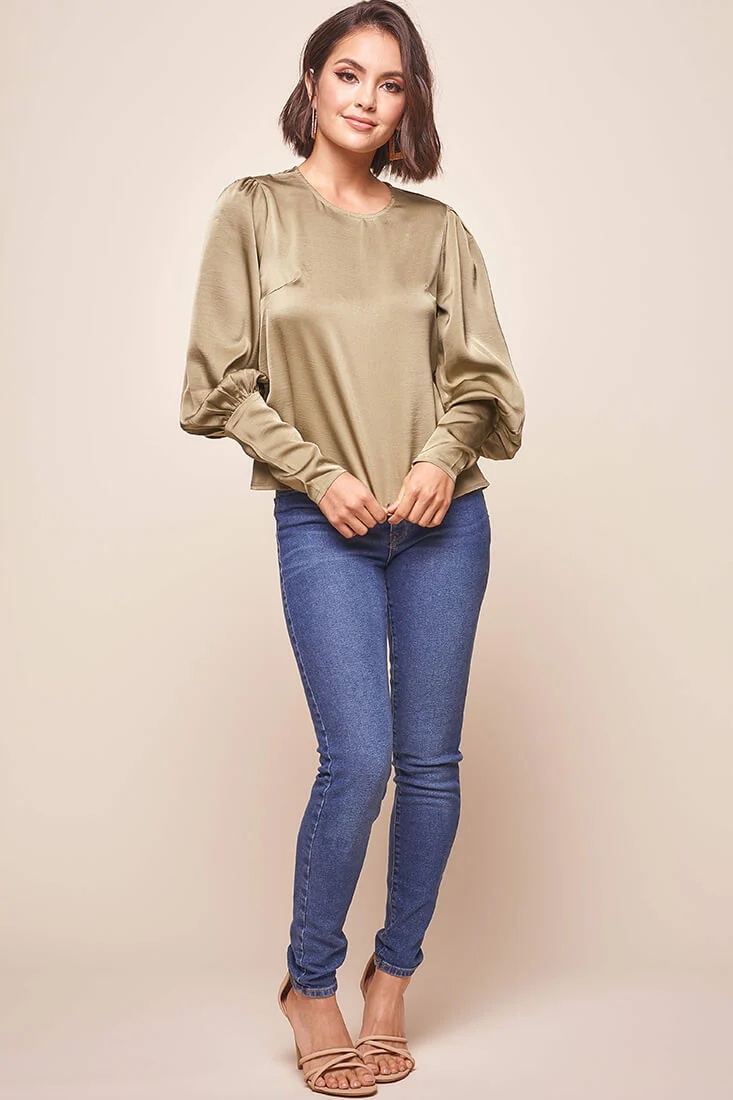 Westminster Leg-of-Mutton Sleeve Blouse Olive - Sonourner
