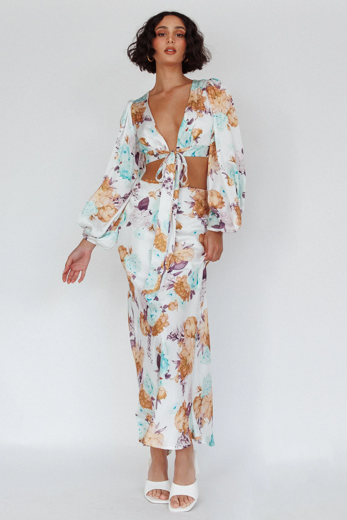 Meet Me In Fiji Maxi Skirt Floral Yellow - Sonourner