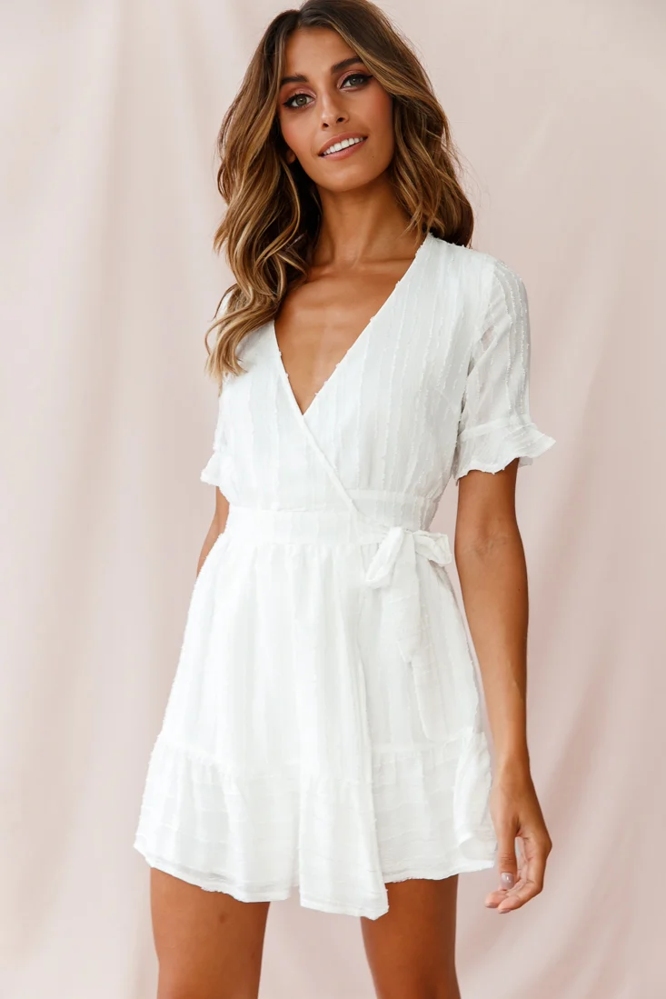 Rubi V-Neckline Wrap Dress White - Sonourner