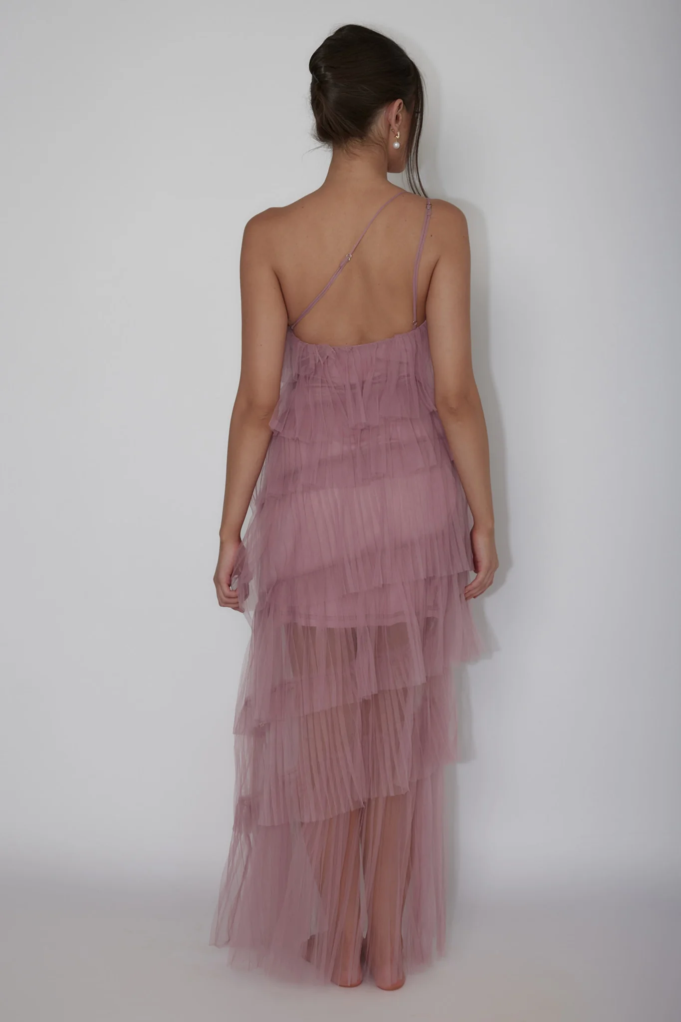 Arrabel Tiered Ruffle Tulle Maxi Dress Plum - Sonourner